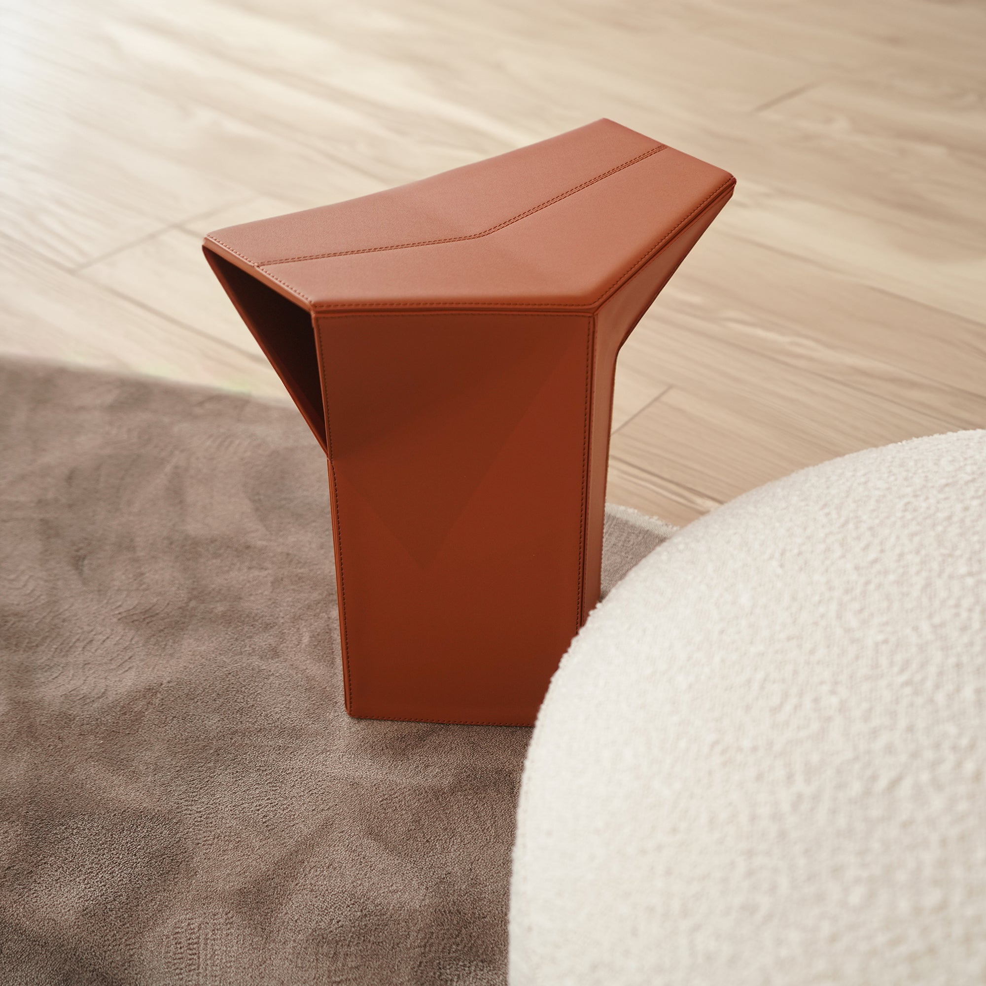 Microfiber Saddle Leather Side Table/ low stool JK-D161 orange -  Side Tables - ebarza Furniture UAE | Shop Modern Furniture in Abu Dhabi & Dubai - مفروشات ايبازرا في الامارات | تسوق اثاث عصري وديكورات مميزة في دبي وابوظبي