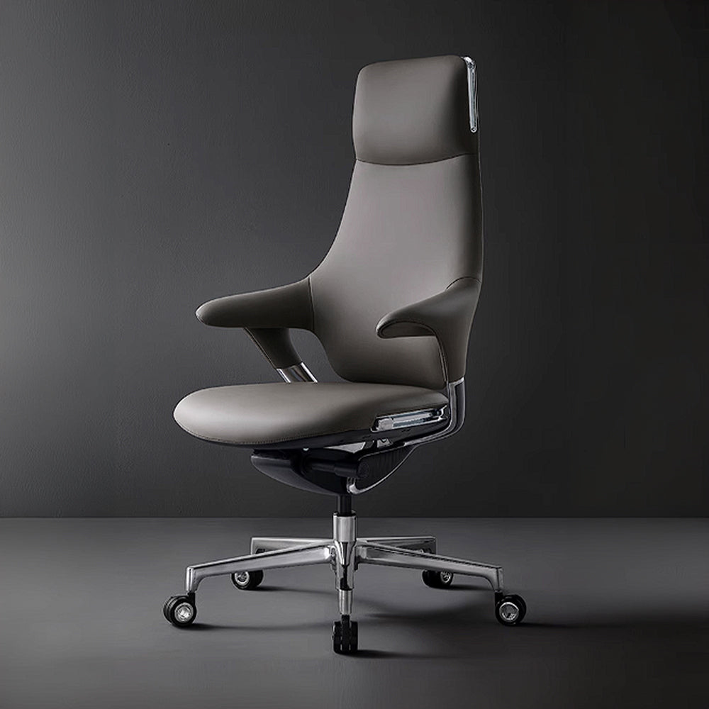 Nigel Leather Office Chair with Wheels 8001HB -  Office Chairs - ebarza Furniture UAE | Shop Modern Furniture in Abu Dhabi & Dubai - مفروشات ايبازرا في الامارات | تسوق اثاث عصري وديكورات مميزة في دبي وابوظبي