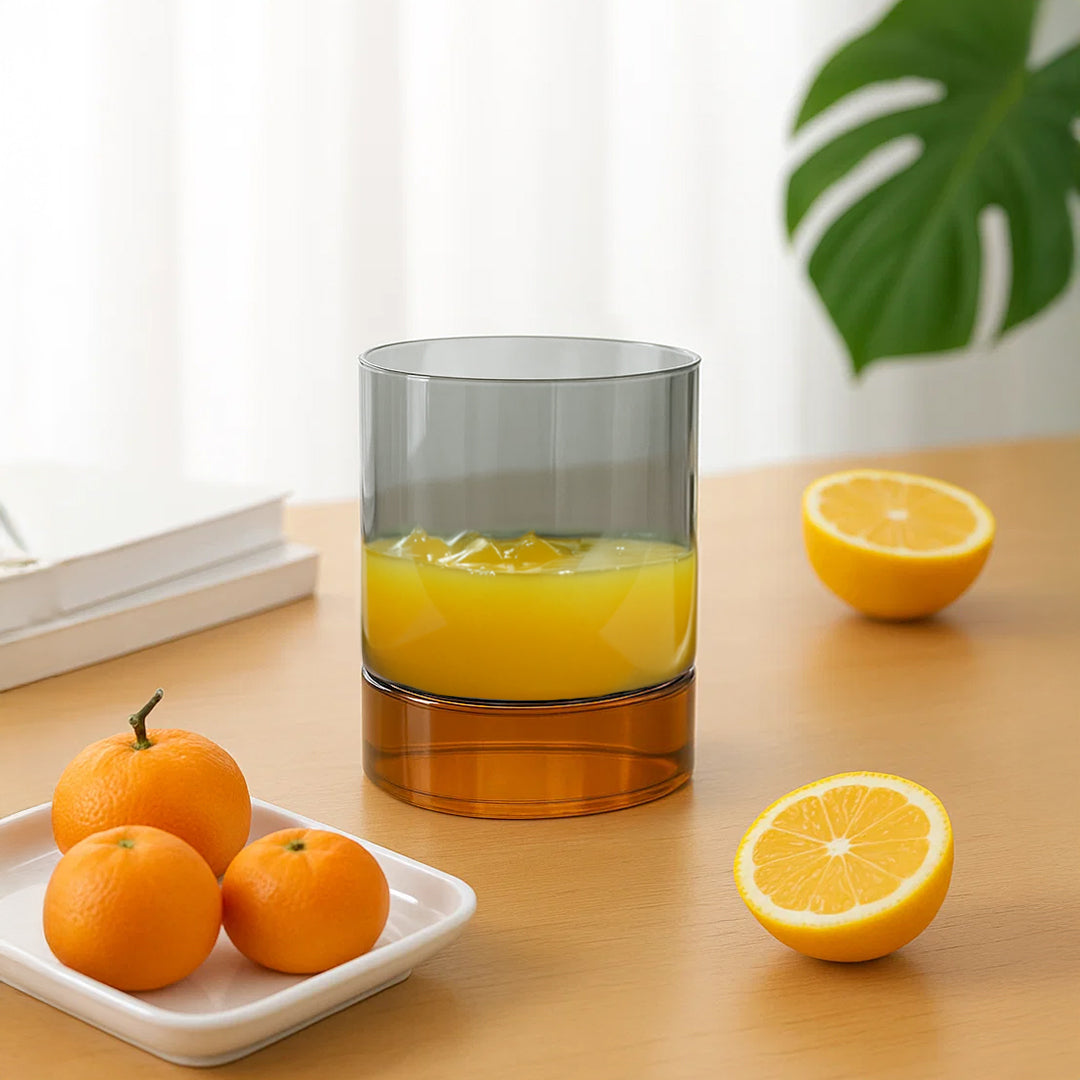 Amber Base + Grey Top Tumbler - C24058FA1 -  Drinkware - ebarza Furniture UAE | Shop Modern Furniture in Abu Dhabi & Dubai - مفروشات ايبازرا في الامارات | تسوق اثاث عصري وديكورات مميزة في دبي وابوظبي
