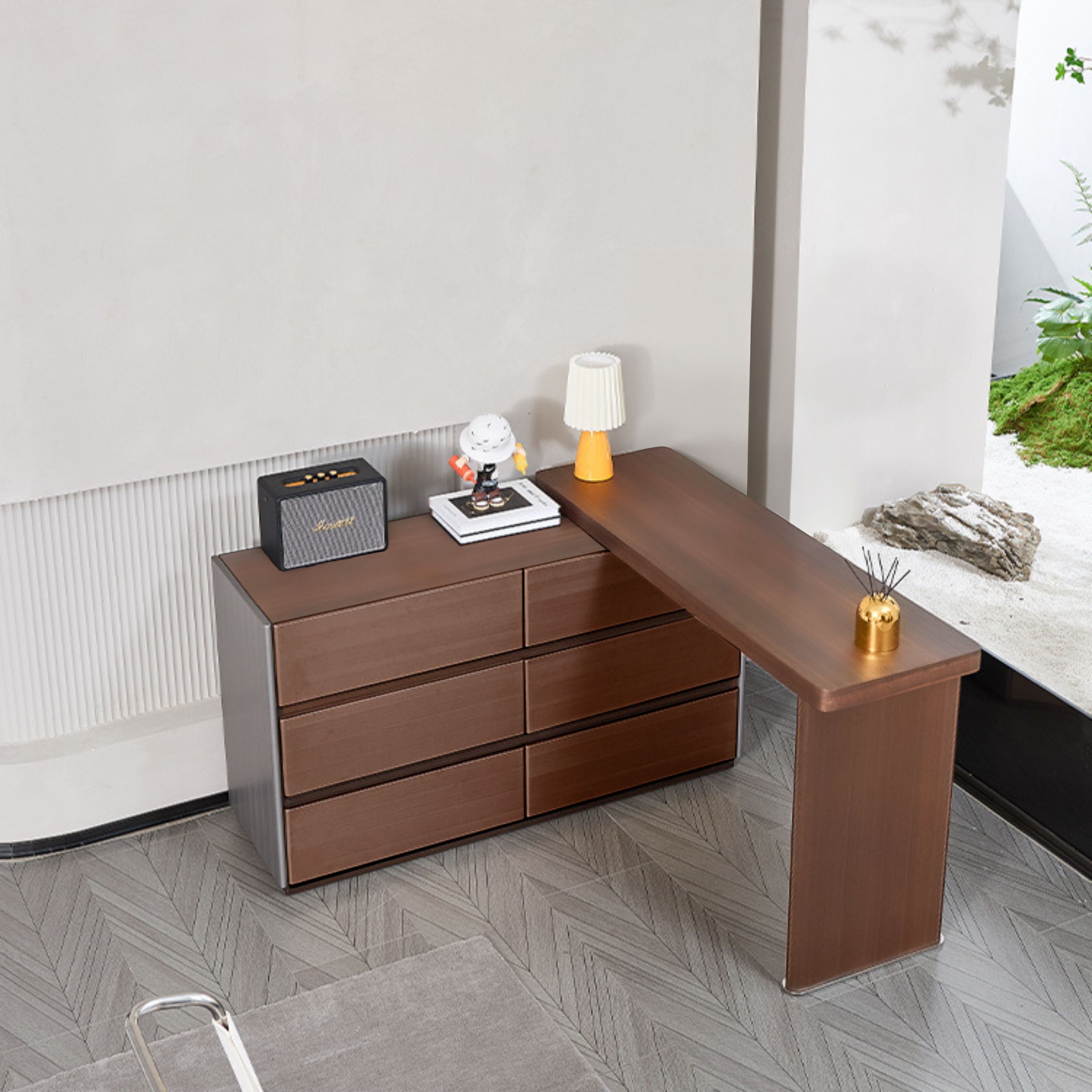 Eucalyptus Veneer Desk/Dresser MLL-J06 -  Dressers - ebarza Furniture UAE | Shop Modern Furniture in Abu Dhabi & Dubai - مفروشات ايبازرا في الامارات | تسوق اثاث عصري وديكورات مميزة في دبي وابوظبي