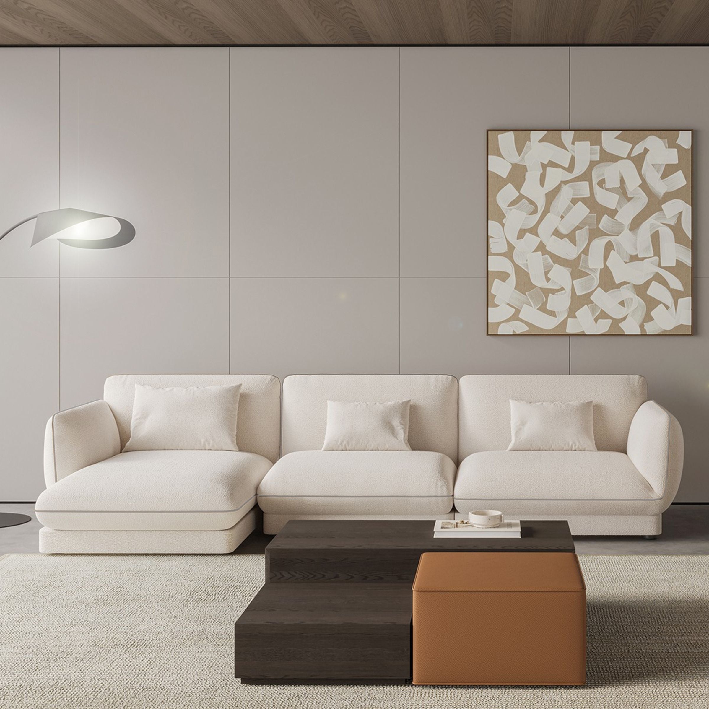 Loretta Single Module without Arm YOLRTA-SMNA-Beige -  Sofas | وحدة لوريتا مفردة بدون ذراع - ebarza Furniture UAE | Shop Modern Furniture in Abu Dhabi & Dubai - مفروشات ايبازرا في الامارات | تسوق اثاث عصري وديكورات مميزة في دبي وابوظبي