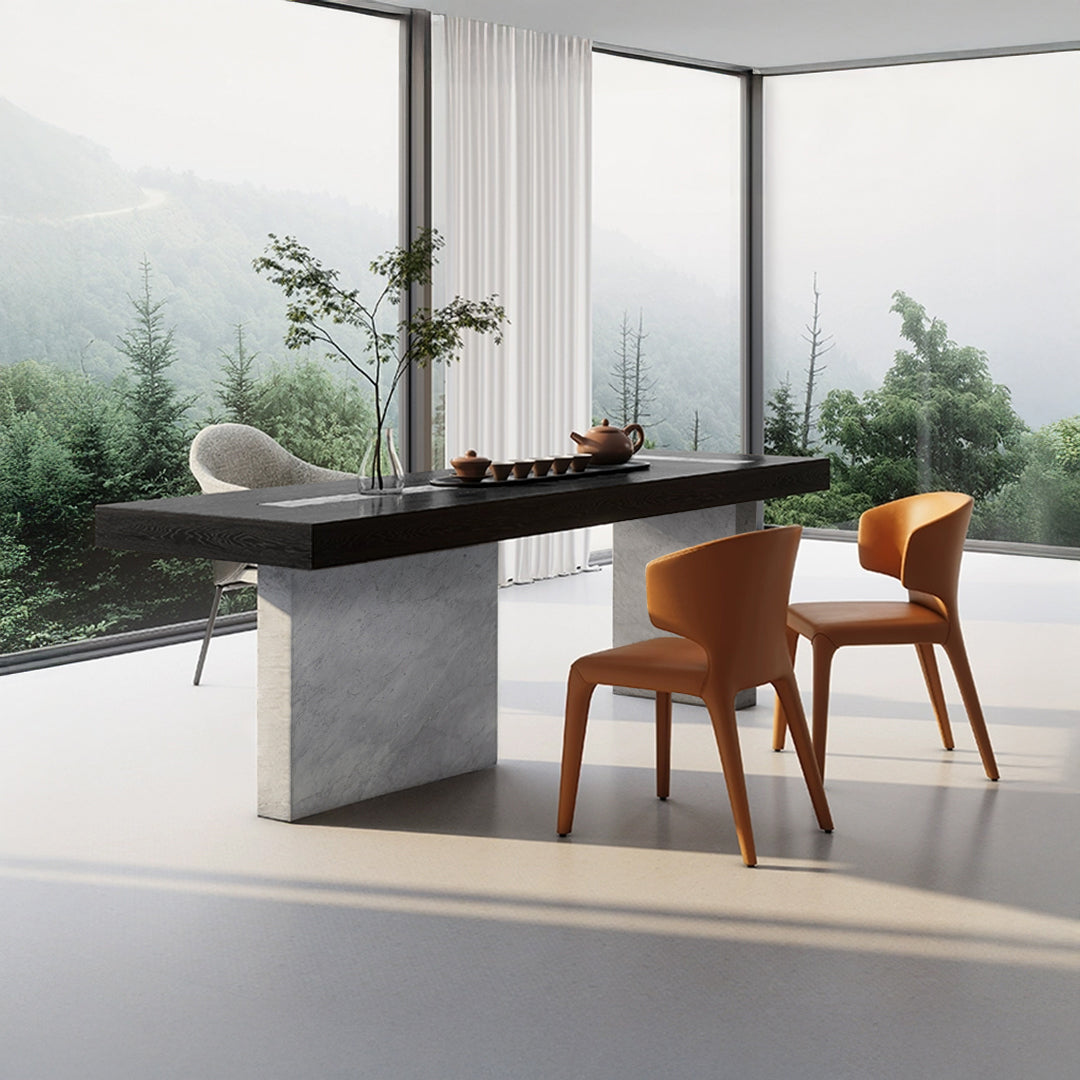 Dark Emperador Rectangular Dining Table JK-W009 -  Dining Tables - ebarza Furniture UAE | Shop Modern Furniture in Abu Dhabi & Dubai - مفروشات ايبازرا في الامارات | تسوق اثاث عصري وديكورات مميزة في دبي وابوظبي