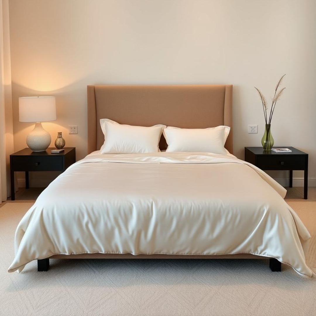 245x260 Ivory Double Bed Sheet  - 16mm Silk SRK-1/p -  Bedding - ebarza Furniture UAE | Shop Modern Furniture in Abu Dhabi & Dubai - مفروشات ايبازرا في الامارات | تسوق اثاث عصري وديكورات مميزة في دبي وابوظبي