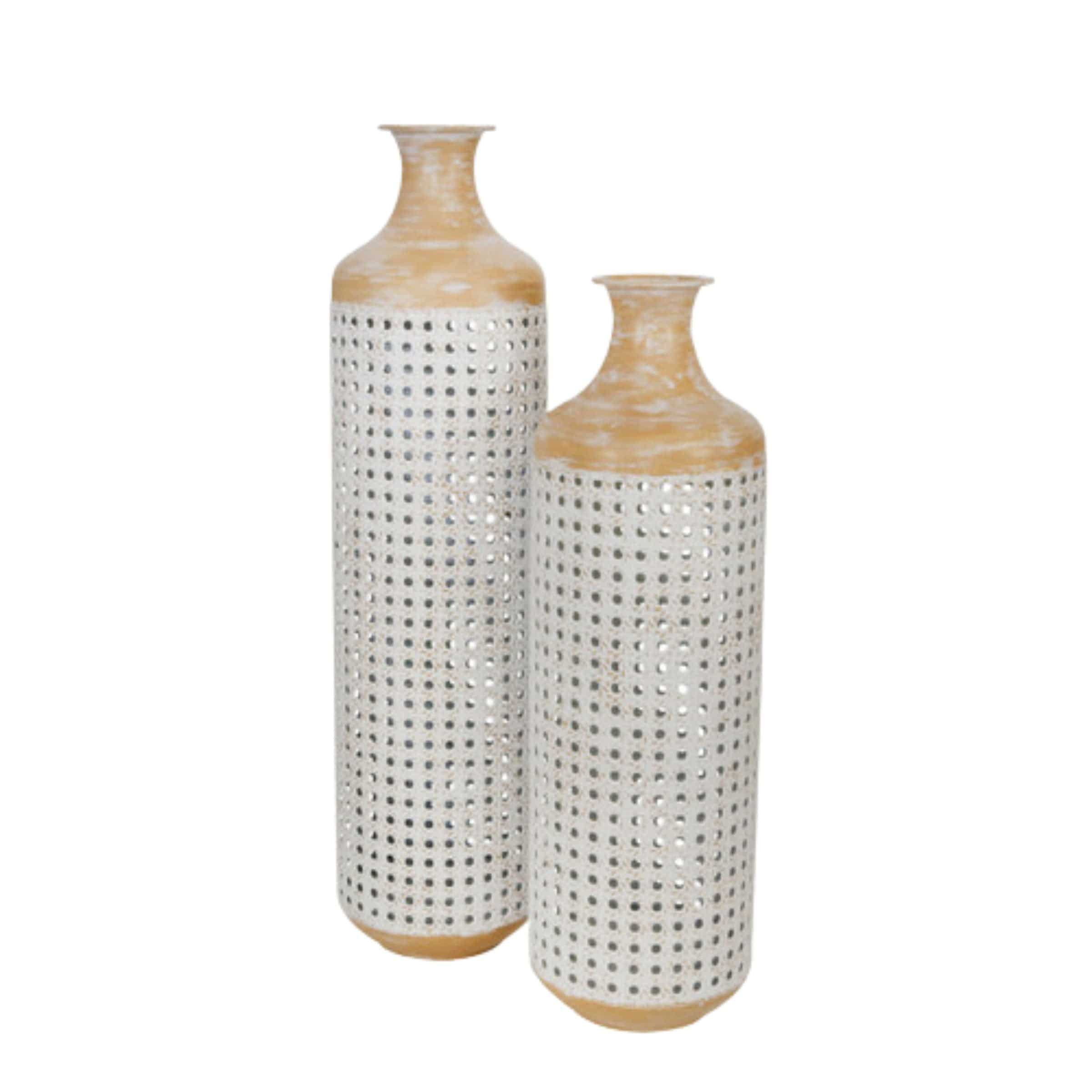 2-Tone Metal Vase 55 Cm - White 15390-02 -  Vases | مزهرية لونين معدن 55 سم - ابيض - ebarza Furniture UAE | Shop Modern Furniture in Abu Dhabi & Dubai - مفروشات ايبازرا في الامارات | تسوق اثاث عصري وديكورات مميزة في دبي وابوظبي