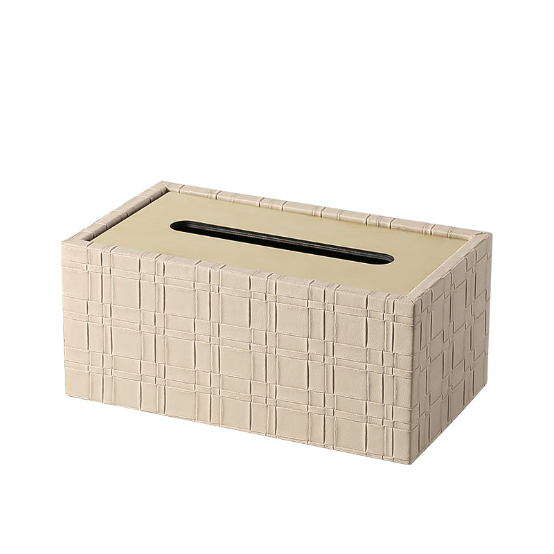 Tissue Box With Gold Lid- White FB-PG2209B -  Home Decor Figurines | علبة جلد صناعي عاجي - وسط - ebarza Furniture UAE | Shop Modern Furniture in Abu Dhabi & Dubai - مفروشات ايبازرا في الامارات | تسوق اثاث عصري وديكورات مميزة في دبي وابوظبي