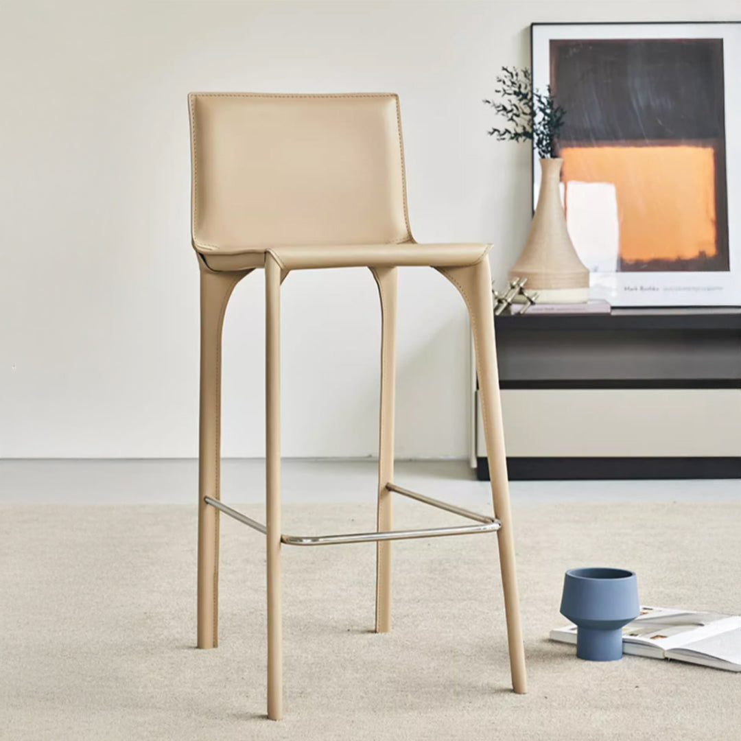 Mycroft Saddle Leather Bar Stool MLL-B43-khaki -  Bar Stools - ebarza Furniture UAE | Shop Modern Furniture in Abu Dhabi & Dubai - مفروشات ايبازرا في الامارات | تسوق اثاث عصري وديكورات مميزة في دبي وابوظبي