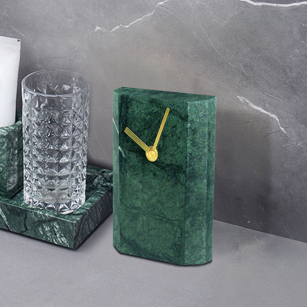 Indian Green Marble Table Clock TCE840 -  Clocks - ebarza Furniture UAE | Shop Modern Furniture in Abu Dhabi & Dubai - مفروشات ايبازرا في الامارات | تسوق اثاث عصري وديكورات مميزة في دبي وابوظبي