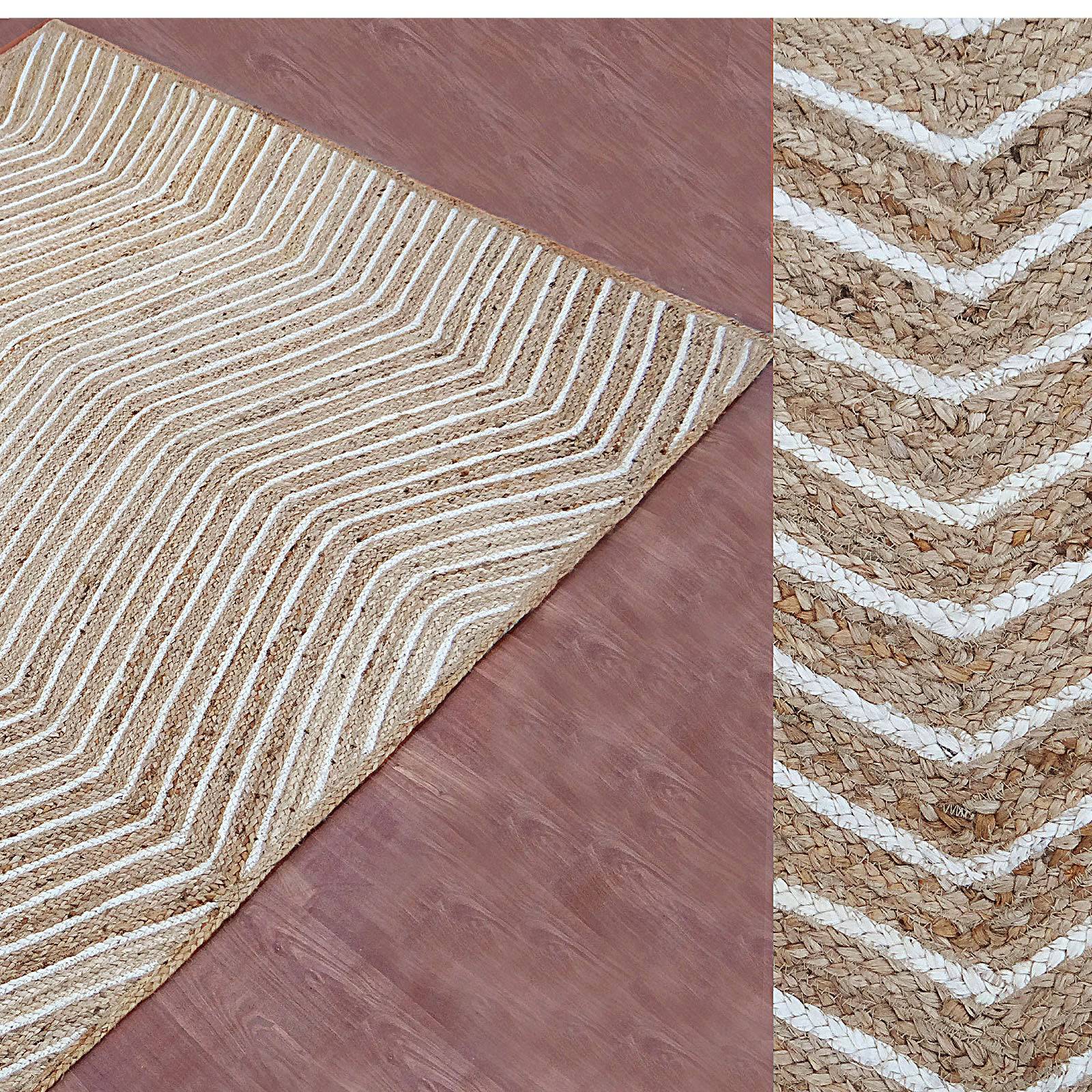 230X160 Cm Braided Handmade Jute Rug Jh-2341-L -  Rugs | 230x160 سم سجادة مضفرة مصنوعة يدويًا من الخيش - ebarza Furniture UAE | Shop Modern Furniture in Abu Dhabi & Dubai - مفروشات ايبازرا في الامارات | تسوق اثاث عصري وديكورات مميزة في دبي وابوظبي