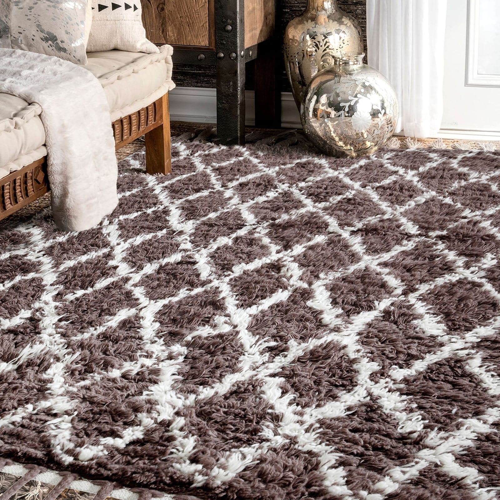 230X160 Cm Morocco Handmade Wool Rug Jwa-2013-61-Wbr-M -  Rugs - ebarza Furniture UAE | Shop Modern Furniture in Abu Dhabi & Dubai - مفروشات ايبازرا في الامارات | تسوق اثاث عصري وديكورات مميزة في دبي وابوظبي