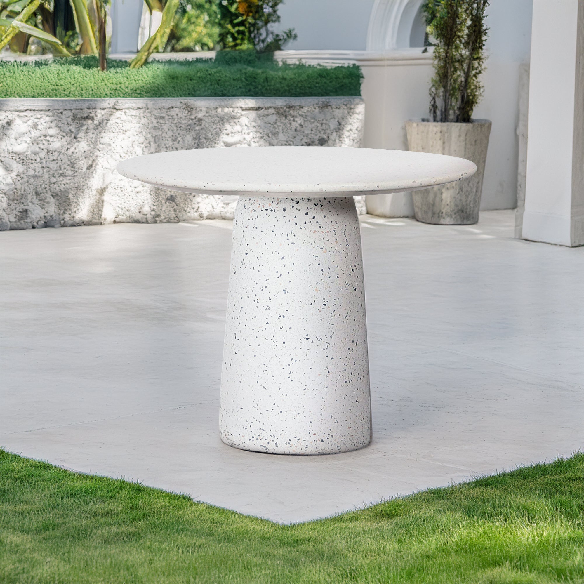 White TERRAZZO Dinning Table BP-4911 -  Dining Tables - ebarza Furniture UAE | Shop Modern Furniture in Abu Dhabi & Dubai - مفروشات ايبازرا في الامارات | تسوق اثاث عصري وديكورات مميزة في دبي وابوظبي