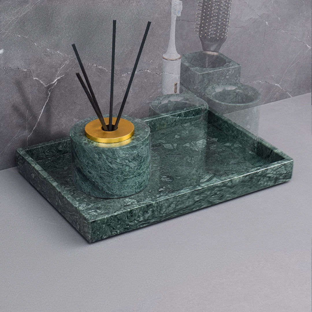 Indian Green Marble Circular Incense Dispenser (Bright Gold Accessory) KXP840C -  Stick Diffusers - ebarza Furniture UAE | Shop Modern Furniture in Abu Dhabi & Dubai - مفروشات ايبازرا في الامارات | تسوق اثاث عصري وديكورات مميزة في دبي وابوظبي