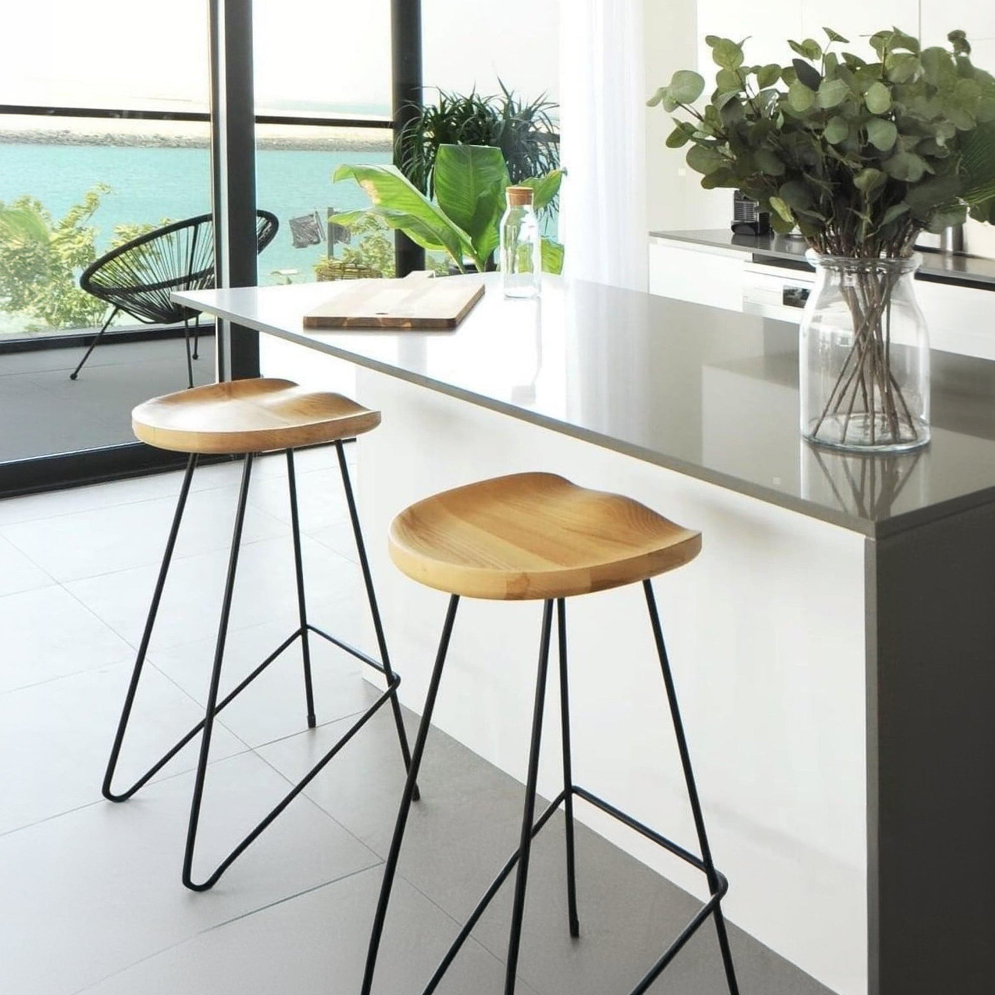 Solid Wood Bar Stool Ws-034E-B-Leg -  Bar Stools - ebarza Furniture UAE | Shop Modern Furniture in Abu Dhabi & Dubai - مفروشات ايبازرا في الامارات | تسوق اثاث عصري وديكورات مميزة في دبي وابوظبي