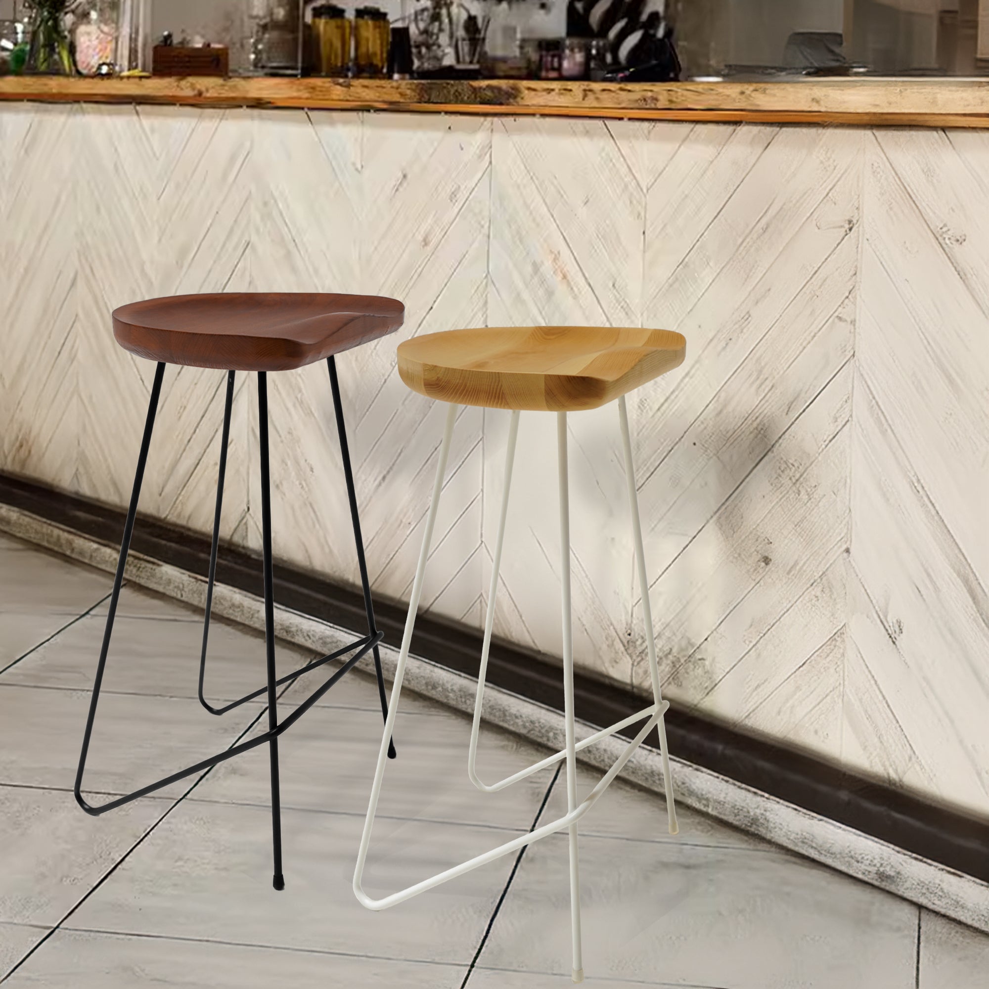 Solid Wood Bar Stool Ws-034E-B-Leg -  Bar Stools - ebarza Furniture UAE | Shop Modern Furniture in Abu Dhabi & Dubai - مفروشات ايبازرا في الامارات | تسوق اثاث عصري وديكورات مميزة في دبي وابوظبي