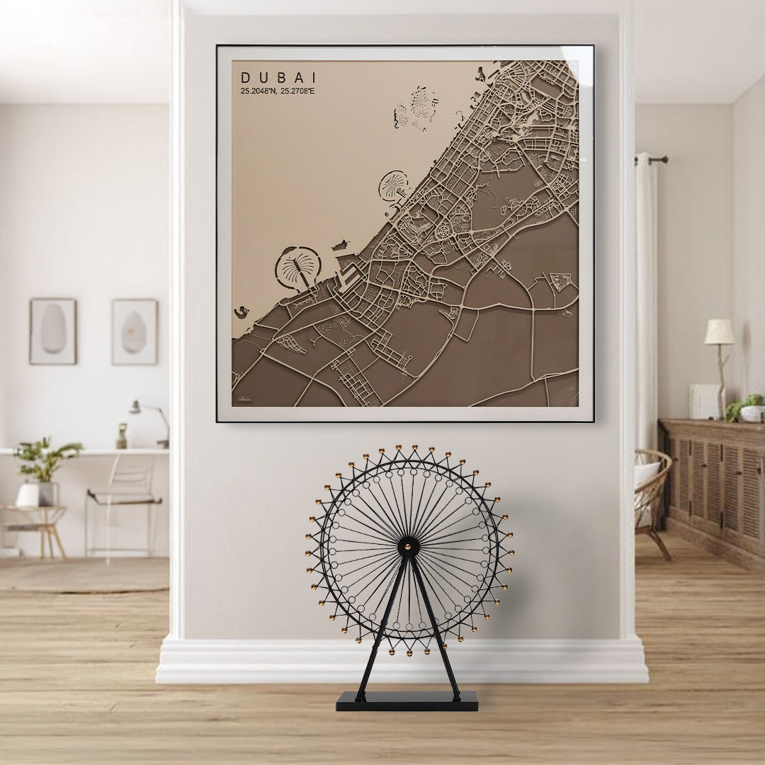 Dubai Map Handmade Painting W120*H120 CM 2309H0020-1-Dubai -  Paintings - ebarza Furniture UAE | Shop Modern Furniture in Abu Dhabi & Dubai - مفروشات ايبازرا في الامارات | تسوق اثاث عصري وديكورات مميزة في دبي وابوظبي