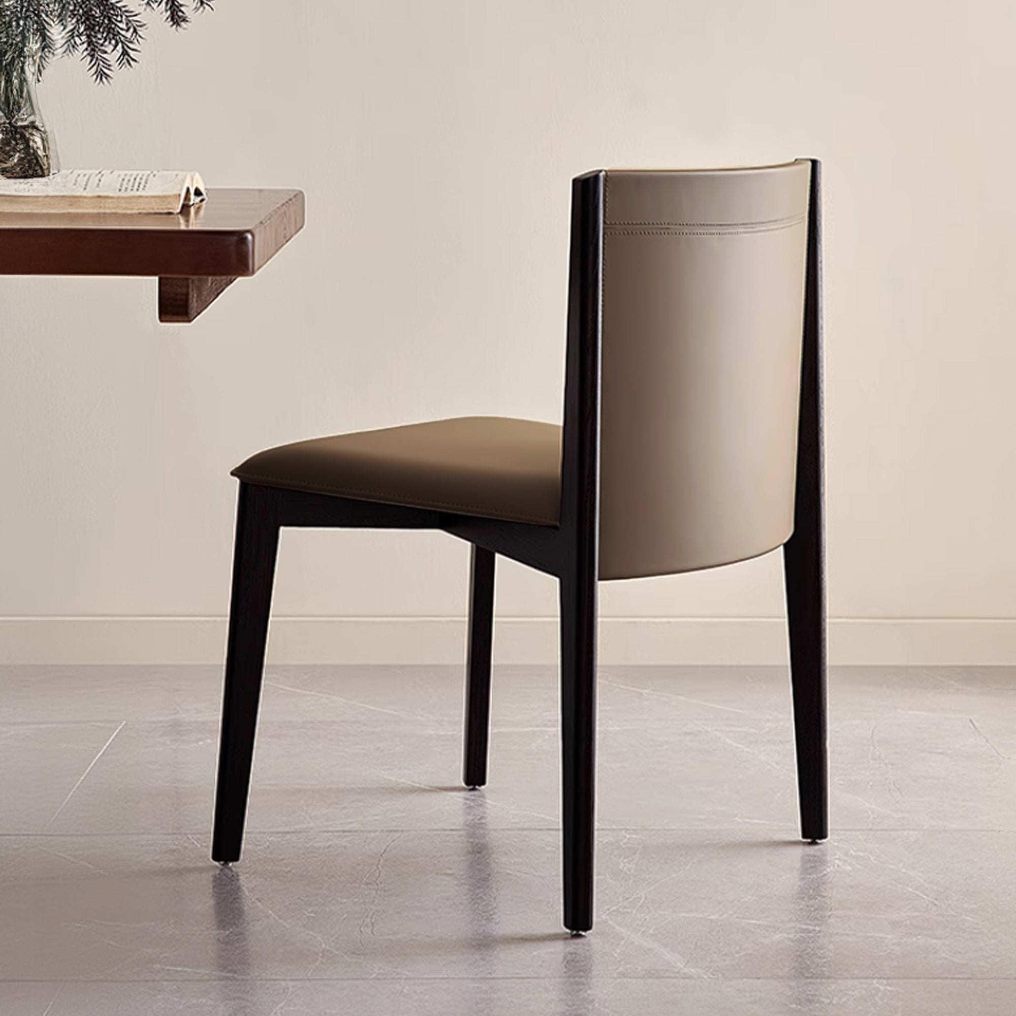 Dark Saddle Leather Dining Chair PS-B132-1 -  Chairs - ebarza Furniture UAE | Shop Modern Furniture in Abu Dhabi & Dubai - مفروشات ايبازرا في الامارات | تسوق اثاث عصري وديكورات مميزة في دبي وابوظبي