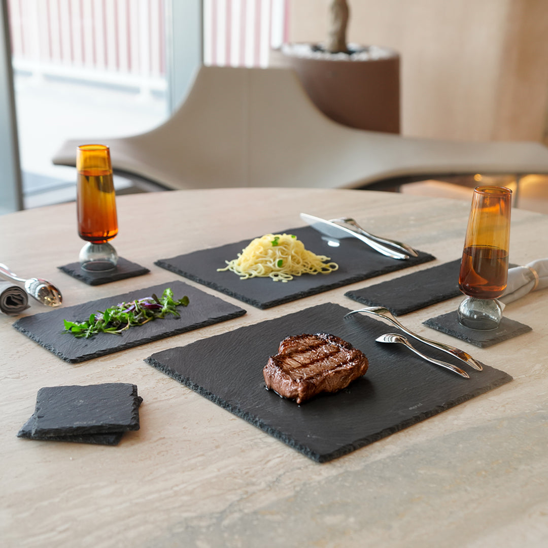 Slate Serving Board Rough Chipped Edges 30x30cm - CKPL3030B -  Trays - ebarza Furniture UAE | Shop Modern Furniture in Abu Dhabi & Dubai - مفروشات ايبازرا في الامارات | تسوق اثاث عصري وديكورات مميزة في دبي وابوظبي