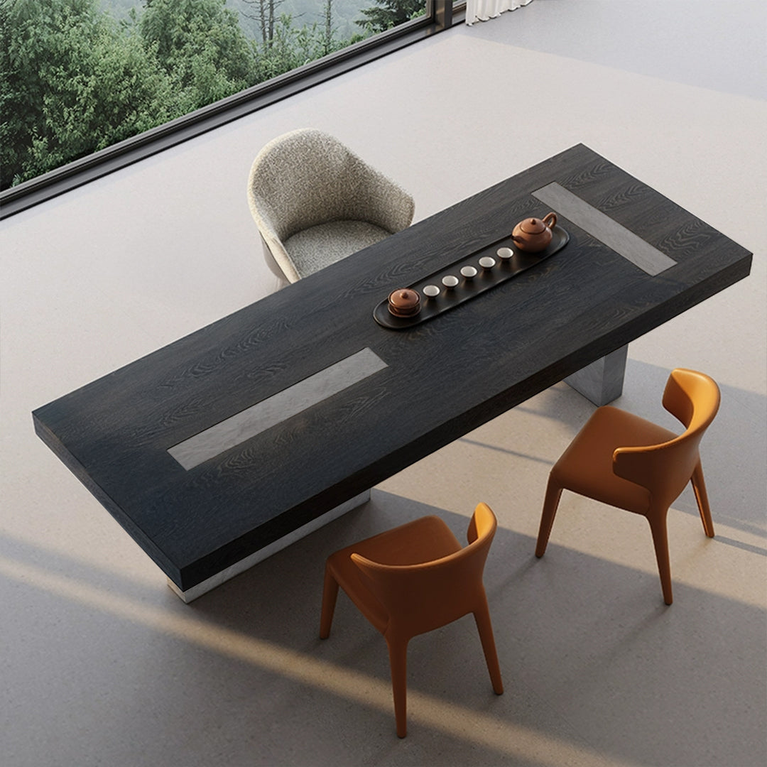 Dark Emperador Rectangular Dining Table JK-W009 -  Dining Tables - ebarza Furniture UAE | Shop Modern Furniture in Abu Dhabi & Dubai - مفروشات ايبازرا في الامارات | تسوق اثاث عصري وديكورات مميزة في دبي وابوظبي