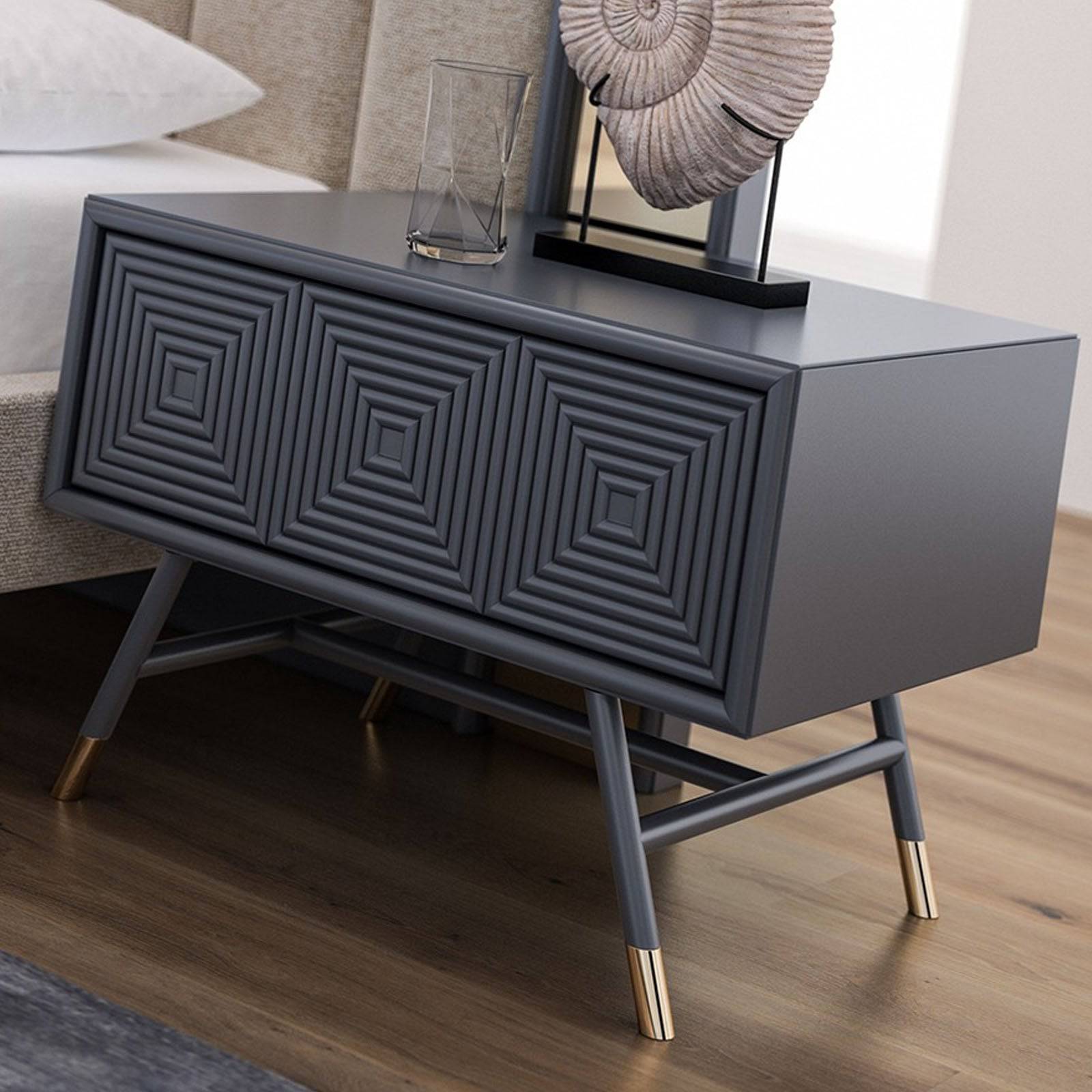 2X Vela Bedside Table Vela009-G-Bedsidetable -  Bedside Tables - ebarza Furniture UAE | Shop Modern Furniture in Abu Dhabi & Dubai - مفروشات ايبازرا في الامارات | تسوق اثاث عصري وديكورات مميزة في دبي وابوظبي