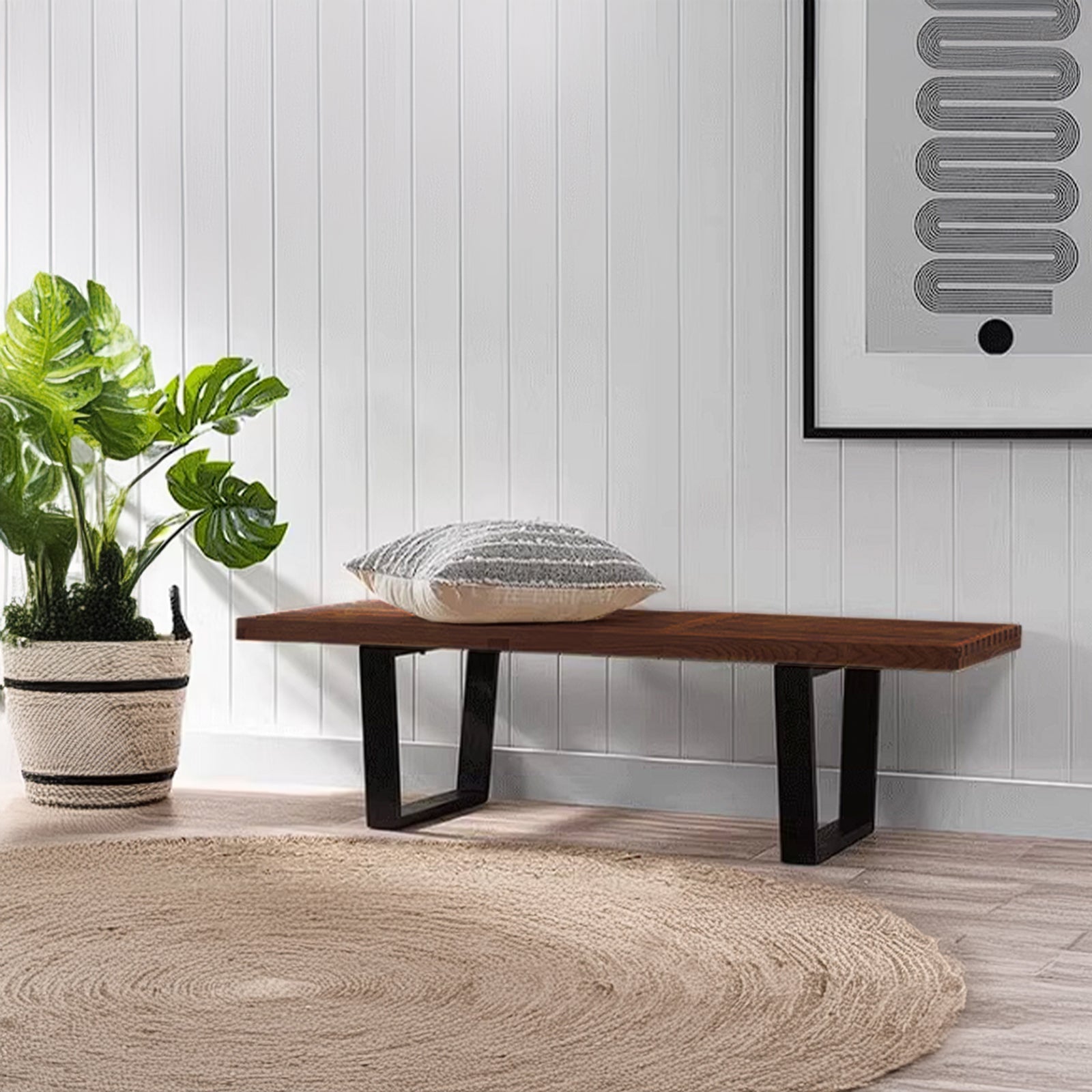 Retro Solid Wood Bench/Table 122Cm Ws-028B-W -  Benches - ebarza Furniture UAE | Shop Modern Furniture in Abu Dhabi & Dubai - مفروشات ايبازرا في الامارات | تسوق اثاث عصري وديكورات مميزة في دبي وابوظبي