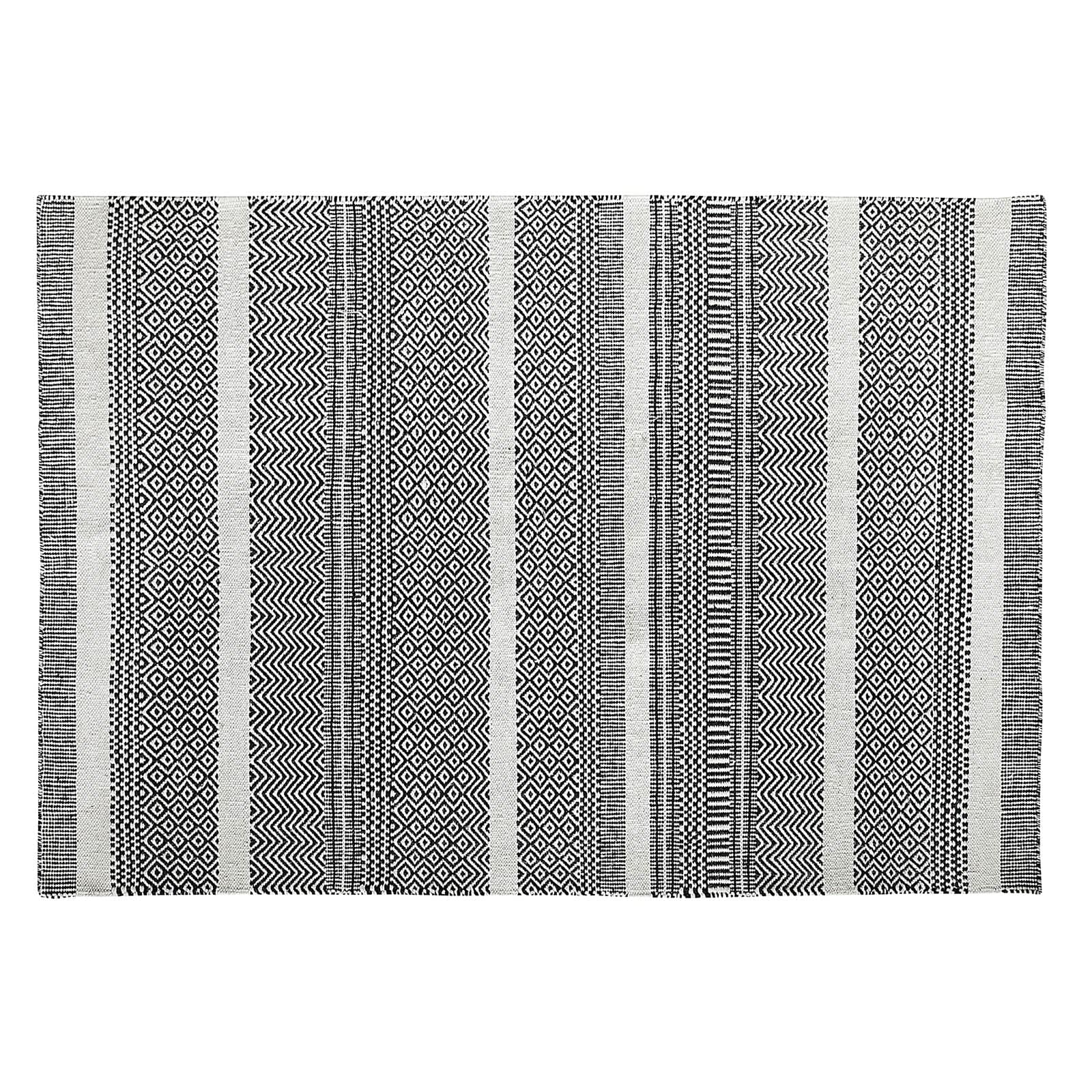 300X200 Cm Calvin Handmade Wool Rug Calvin-Cv-21-Xl (Black+White) -  Rugs - ebarza Furniture UAE | Shop Modern Furniture in Abu Dhabi & Dubai - مفروشات ايبازرا في الامارات | تسوق اثاث عصري وديكورات مميزة في دبي وابوظبي