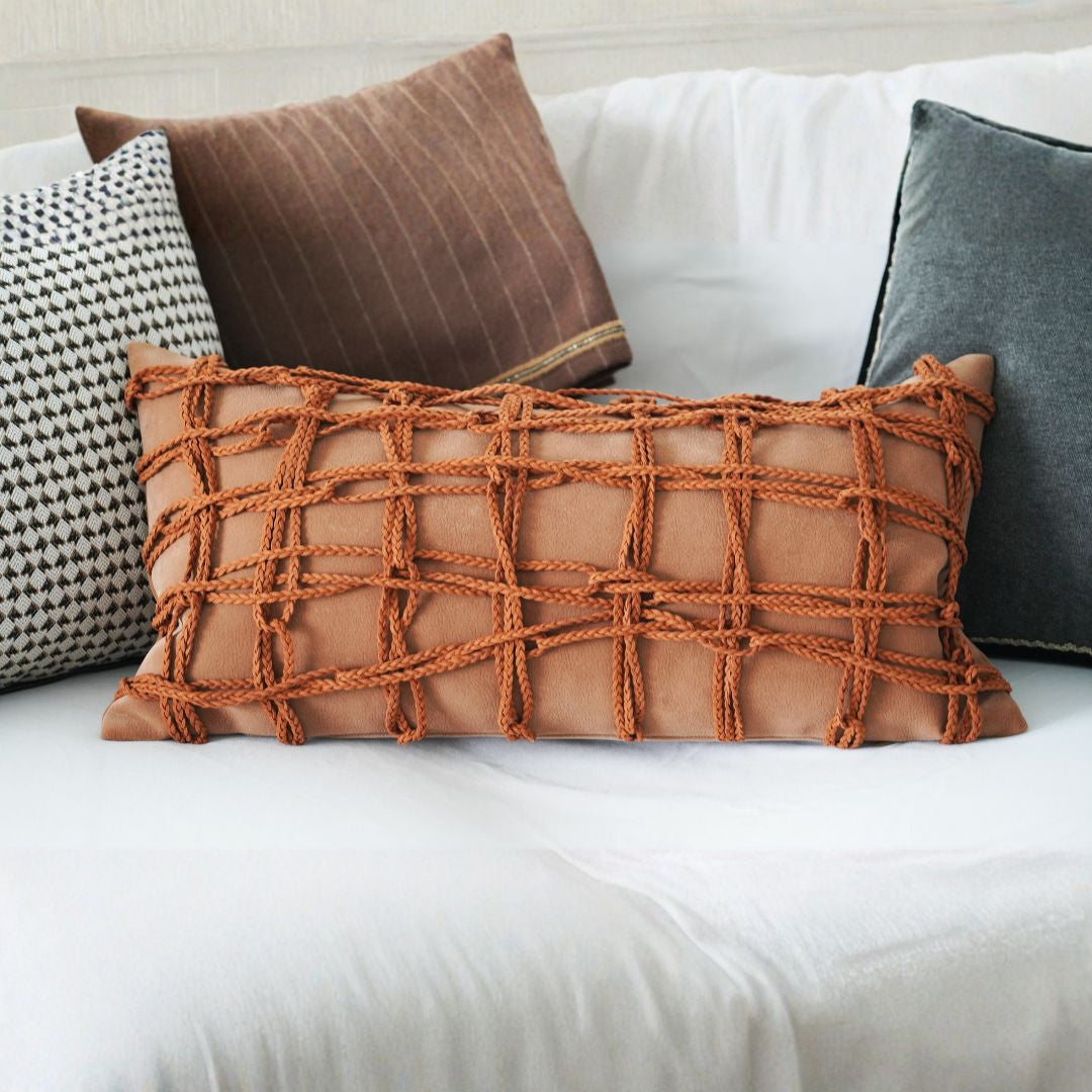 30x60cm ebarza Heidi Hand-Woven Leather Cushion ECC172