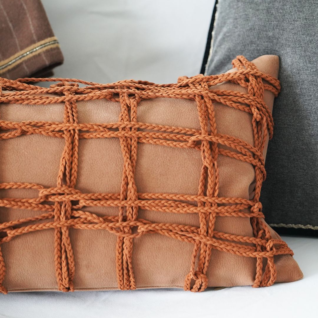 30x60cm ebarza Heidi Hand-Woven Leather Cushion ECC172