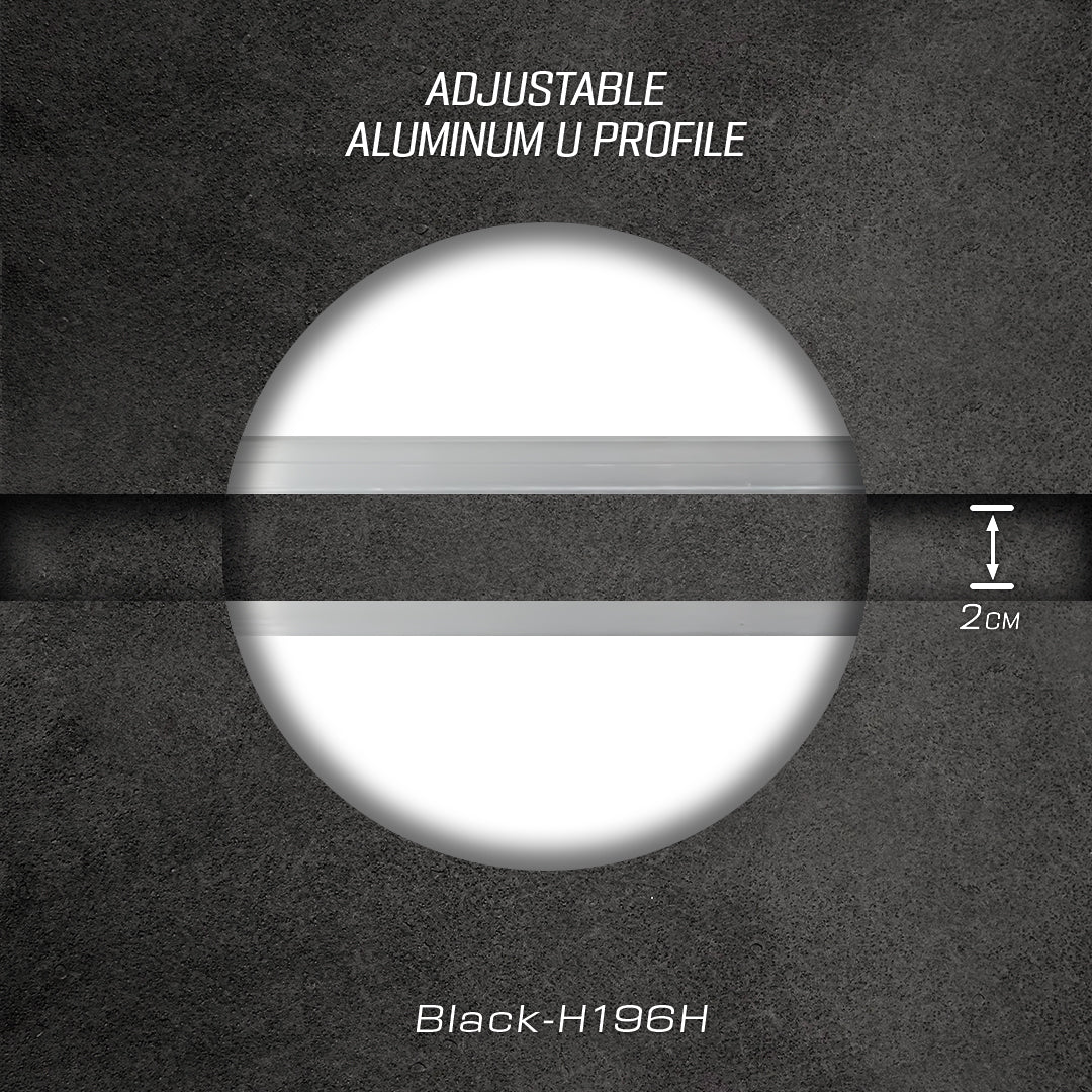 320H-ALUMINUM PROFILE- ADJUSTABLE U-PROFILE  COLOUR: Obsidian Black-H196H