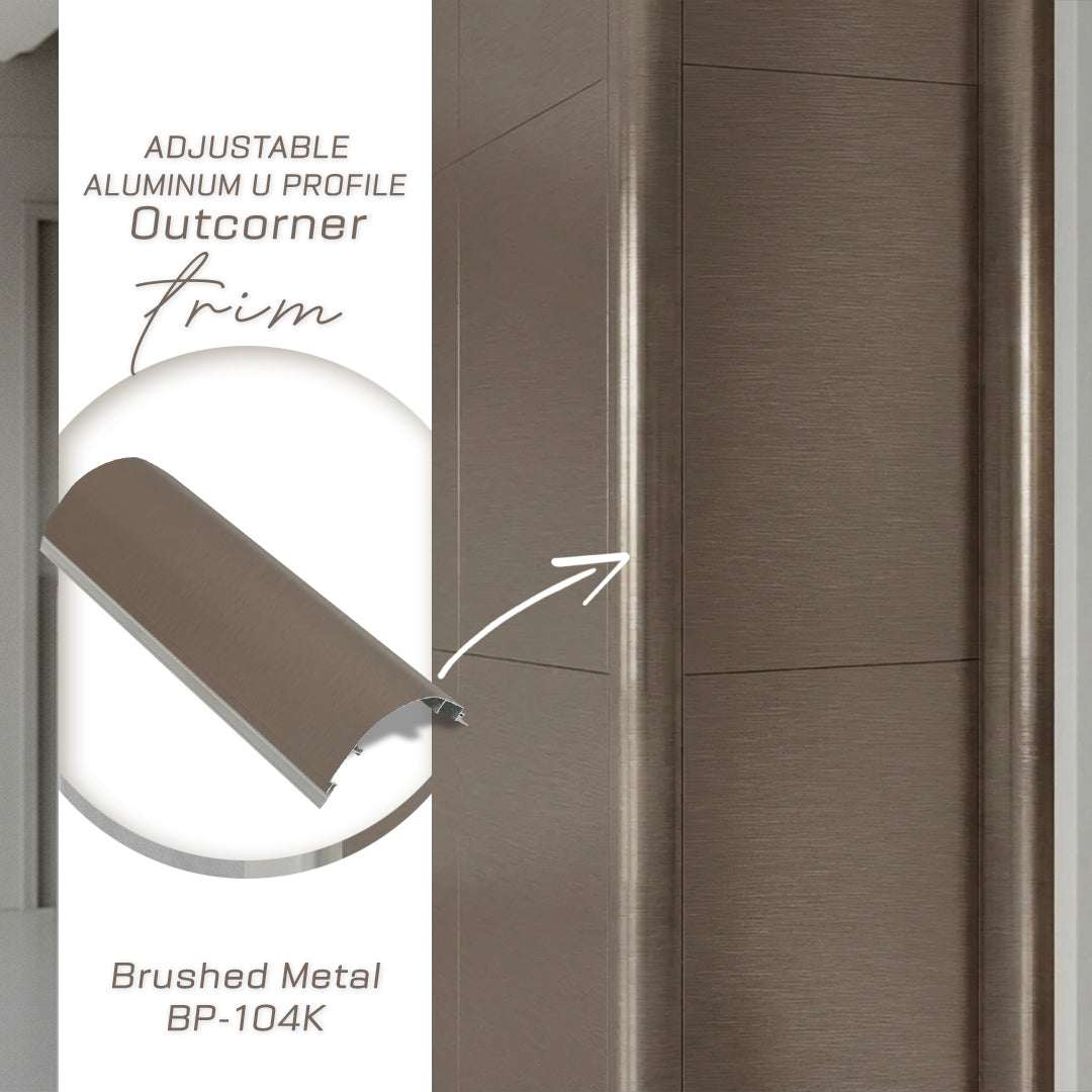 320H-ALUMINUM PROFILE- DESIGN SHAPE: Outcorner trim   COLOUR : Brass Brushed Metal BP-104K