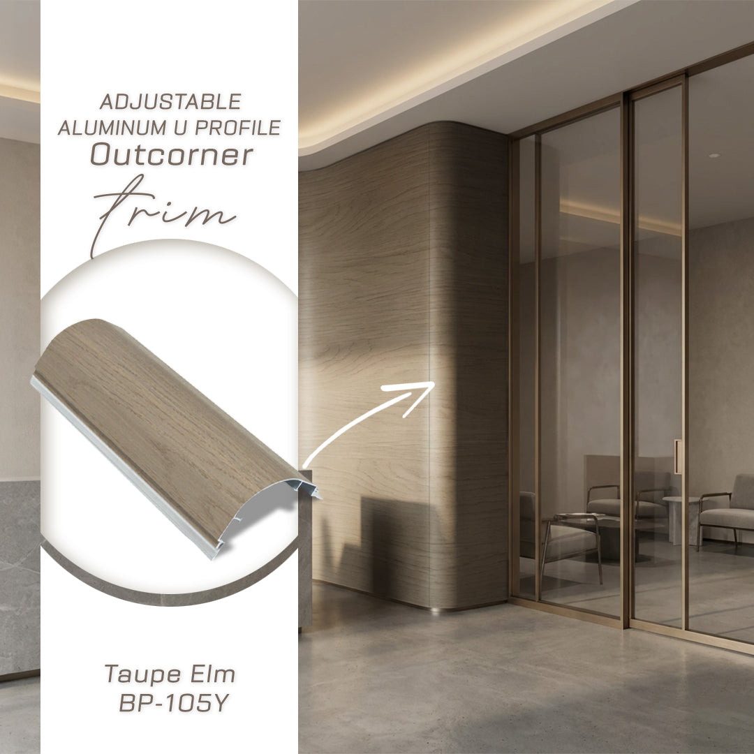 320H-ALUMINUM PROFILE- DESIGN SHAPE: Outcorner trim COLOUR : Taupe Elm BP-105Y