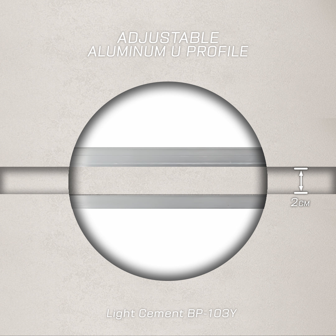 320H-ALUMINUM PROFILE- ADJUSTABLE U-PROFILE  COLOUR : Light Cement BP-103Y -  wall-panels-profiles - ebarza Furniture UAE | Shop Modern Furniture in Abu Dhabi & Dubai - مفروشات ايبازرا في الامارات | تسوق اثاث عصري وديكورات مميزة في دبي وابوظبي