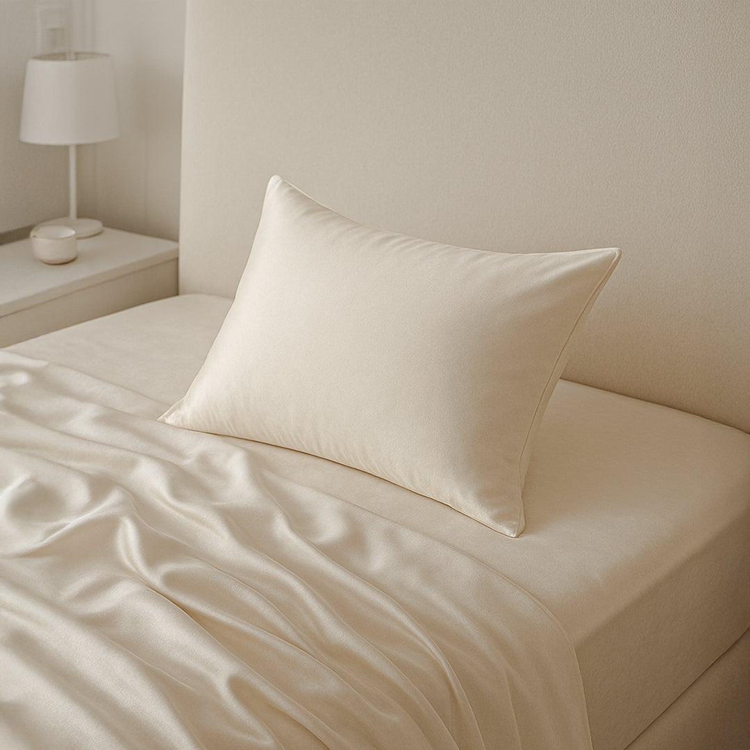Ivory Pillowcase 50x70cm - 16mm Silk -  Bedding - ebarza Furniture UAE | Shop Modern Furniture in Abu Dhabi & Dubai - مفروشات ايبازرا في الامارات | تسوق اثاث عصري وديكورات مميزة في دبي وابوظبي