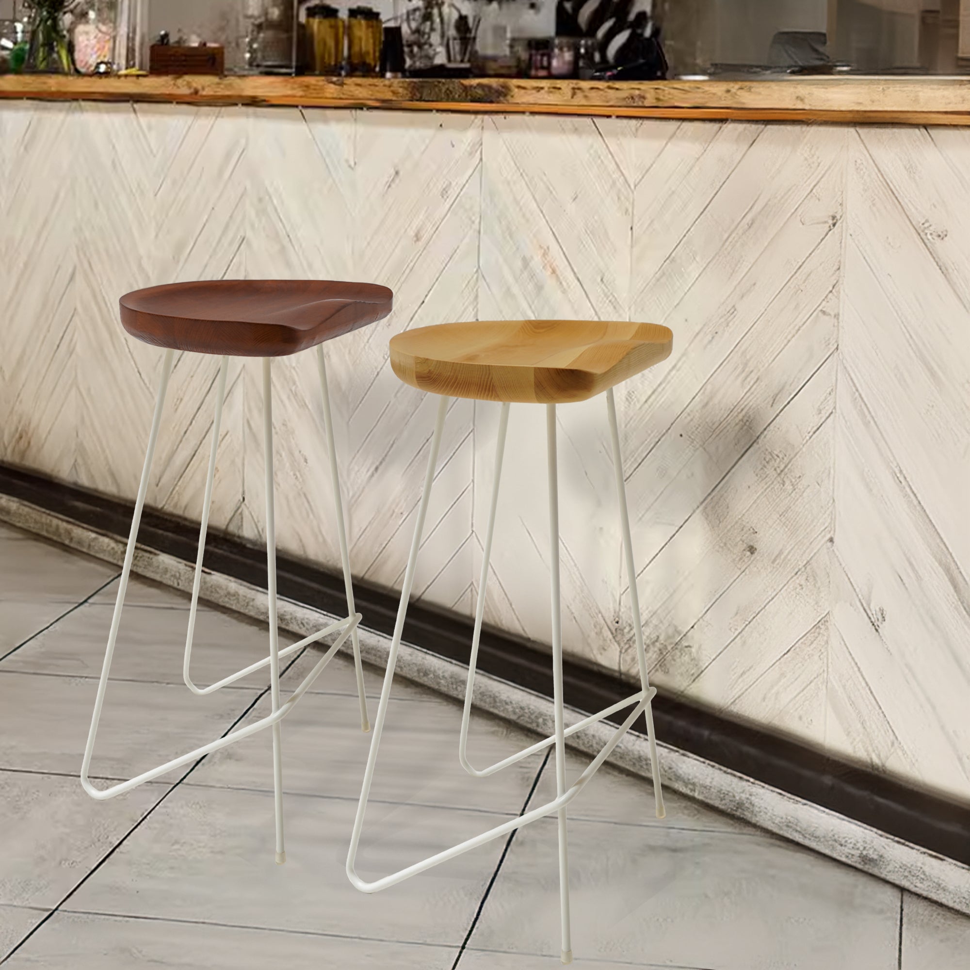 Solid Wood Bar Stool Ws-034E-W-Leg -  Bar Stools - ebarza Furniture UAE | Shop Modern Furniture in Abu Dhabi & Dubai - مفروشات ايبازرا في الامارات | تسوق اثاث عصري وديكورات مميزة في دبي وابوظبي