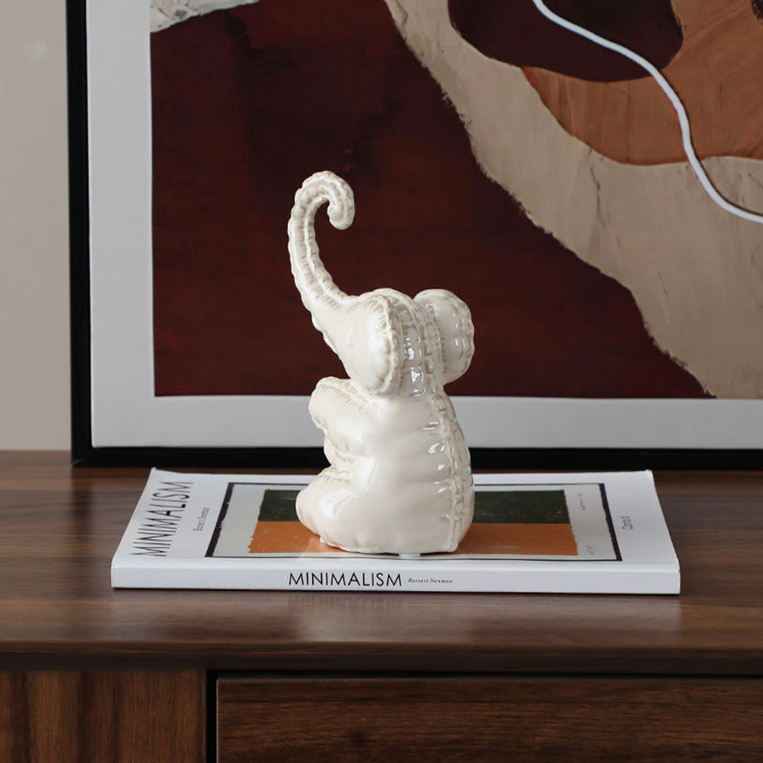 Funny Little Ceramic Elephant -B FD-D25075B -  Home Decor Figurines - ebarza Furniture UAE | Shop Modern Furniture in Abu Dhabi & Dubai - مفروشات ايبازرا في الامارات | تسوق اثاث عصري وديكورات مميزة في دبي وابوظبي