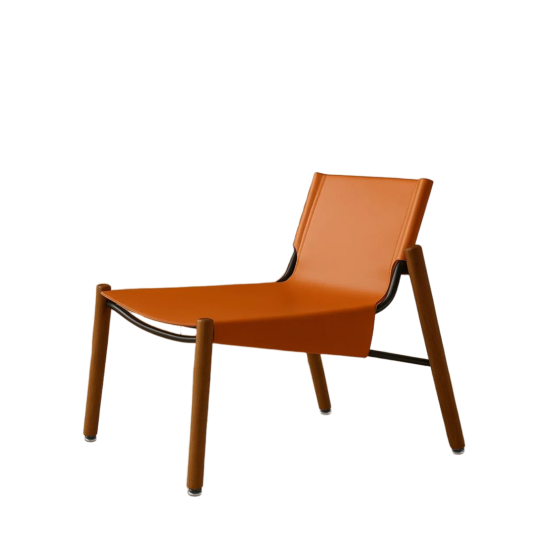 Orange Saddle Leather Lounge Chair LC027 -  Lounge Chairs - ebarza Furniture UAE | Shop Modern Furniture in Abu Dhabi & Dubai - مفروشات ايبازرا في الامارات | تسوق اثاث عصري وديكورات مميزة في دبي وابوظبي