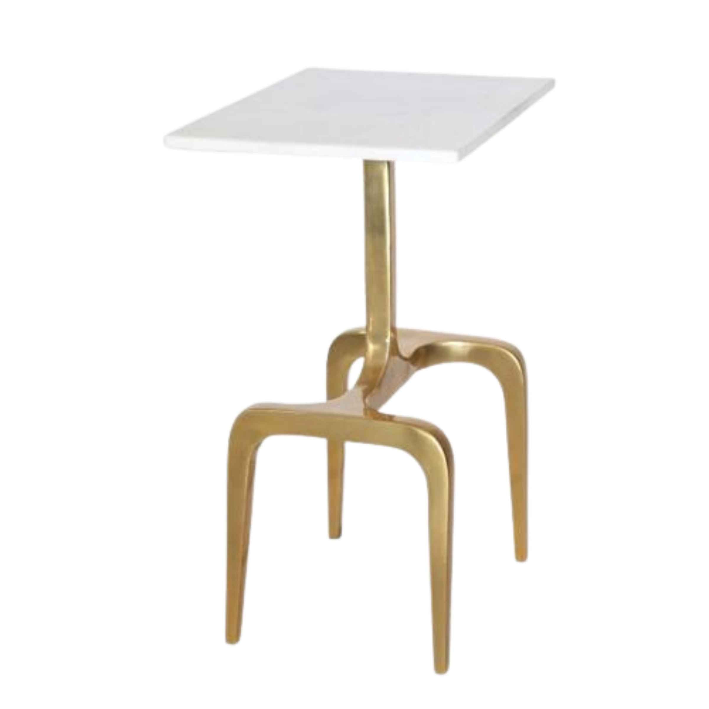 4-Legged Accent Table 55 Cm With Top White Marble - Gold 14845-01 -  Side Tables | طاولة باربعة ارجل 55 سم مع سطح رخام ابيض - ذهبي - ebarza Furniture UAE | Shop Modern Furniture in Abu Dhabi & Dubai - مفروشات ايبازرا في الامارات | تسوق اثاث عصري وديكورات مميزة في دبي وابوظبي