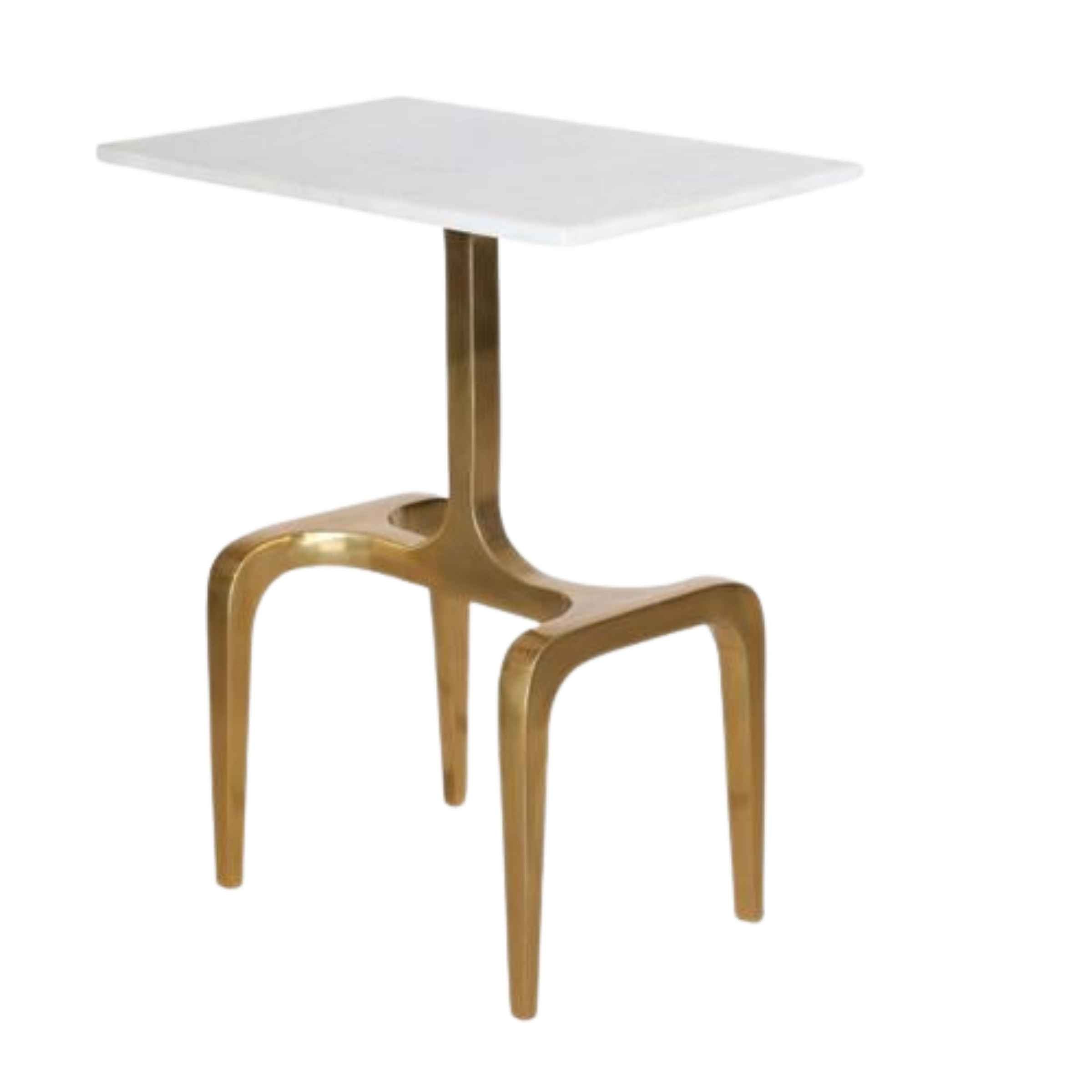 4-Legged Accent Table 55 Cm With Top White Marble - Gold 14845-01 -  Side Tables | طاولة باربعة ارجل 55 سم مع سطح رخام ابيض - ذهبي - ebarza Furniture UAE | Shop Modern Furniture in Abu Dhabi & Dubai - مفروشات ايبازرا في الامارات | تسوق اثاث عصري وديكورات مميزة في دبي وابوظبي