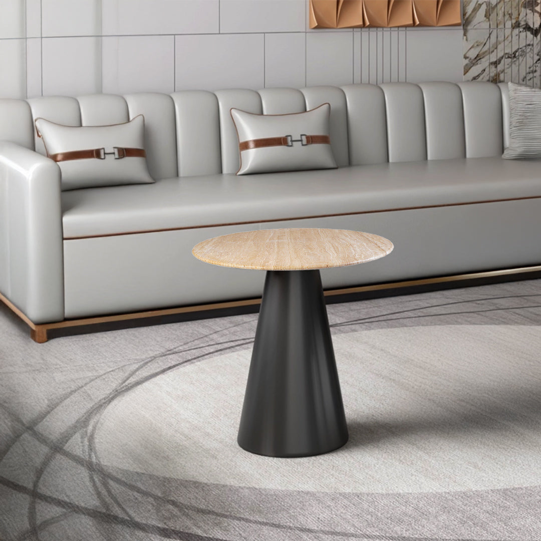 Travertine Top and Stainless Steel Base Coffee Table PZ-C09-S -  Coffee tables - ebarza Furniture UAE | Shop Modern Furniture in Abu Dhabi & Dubai - مفروشات ايبازرا في الامارات | تسوق اثاث عصري وديكورات مميزة في دبي وابوظبي