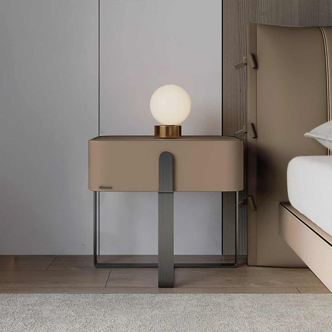 Saddle Leather Bedside Table JK-E18 -  Bedside Tables - ebarza Furniture UAE | Shop Modern Furniture in Abu Dhabi & Dubai - مفروشات ايبازرا في الامارات | تسوق اثاث عصري وديكورات مميزة في دبي وابوظبي