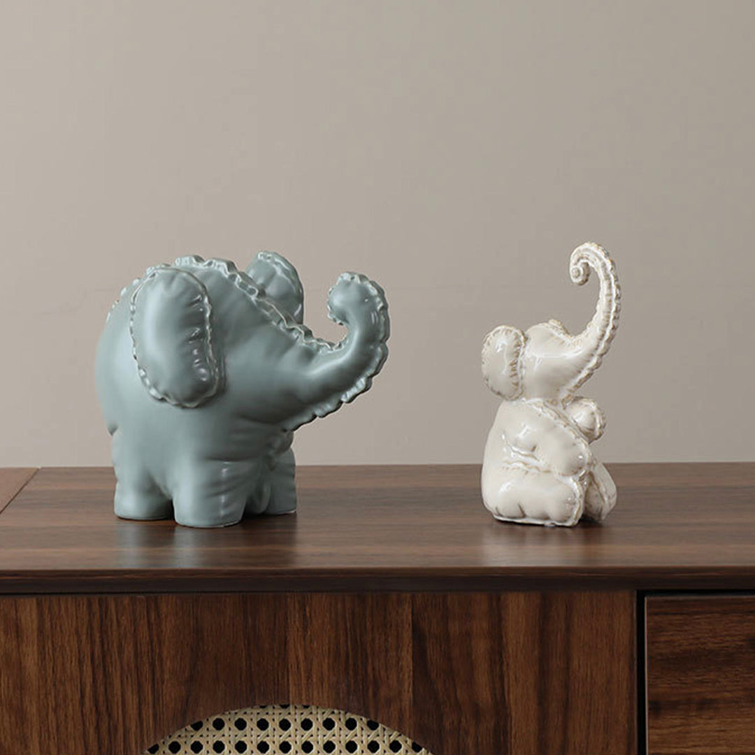 Funny Little Ceramic Elephant -B FD-D25075B -  Home Decor Figurines - ebarza Furniture UAE | Shop Modern Furniture in Abu Dhabi & Dubai - مفروشات ايبازرا في الامارات | تسوق اثاث عصري وديكورات مميزة في دبي وابوظبي