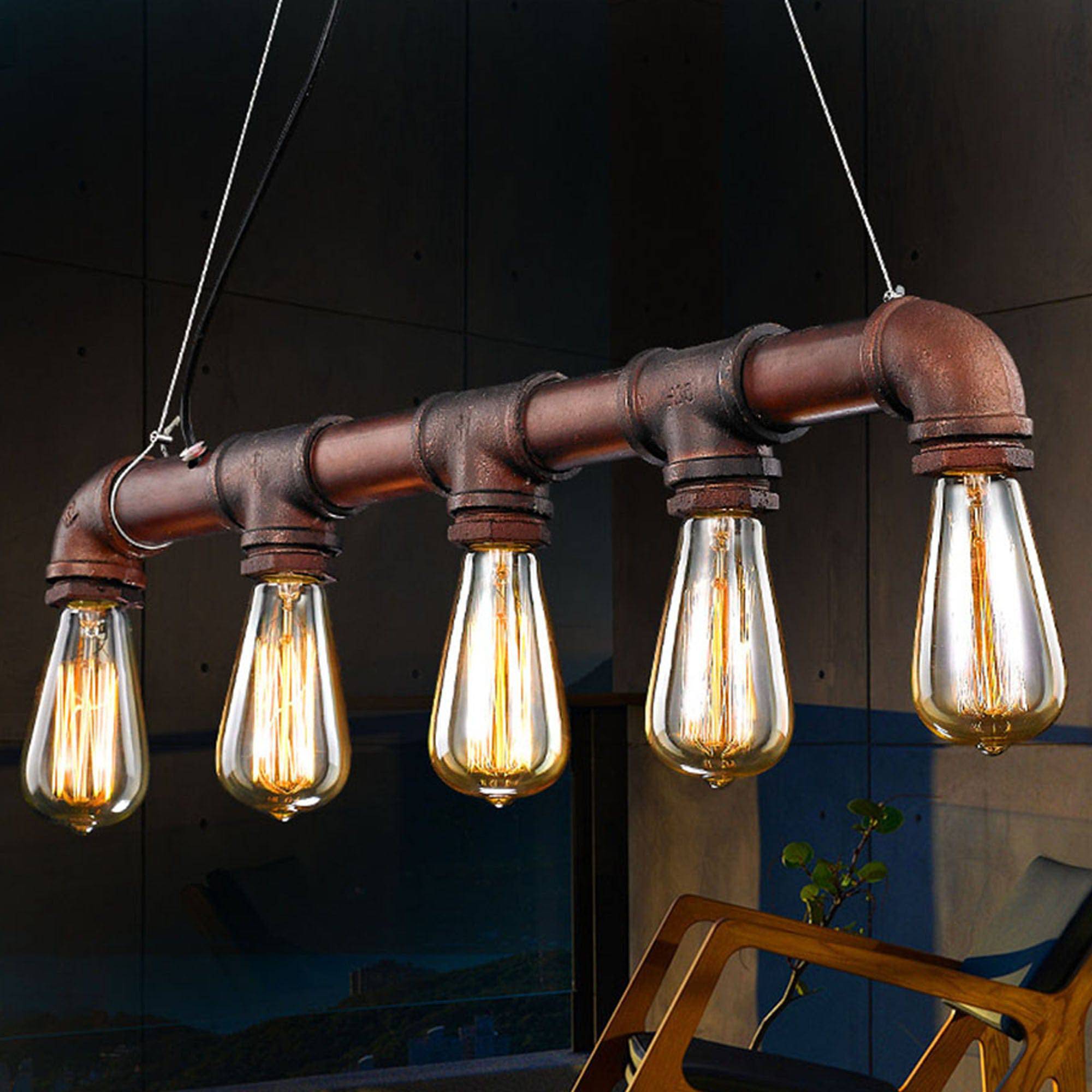 5 Heads Industrial Rustic Pipe  Chandelier  Cy-Dd-183 -  Pendant Lamps | 5 رؤوس ثريا أنابيب صناعية - ebarza Furniture UAE | Shop Modern Furniture in Abu Dhabi & Dubai - مفروشات ايبازرا في الامارات | تسوق اثاث عصري وديكورات مميزة في دبي وابوظبي