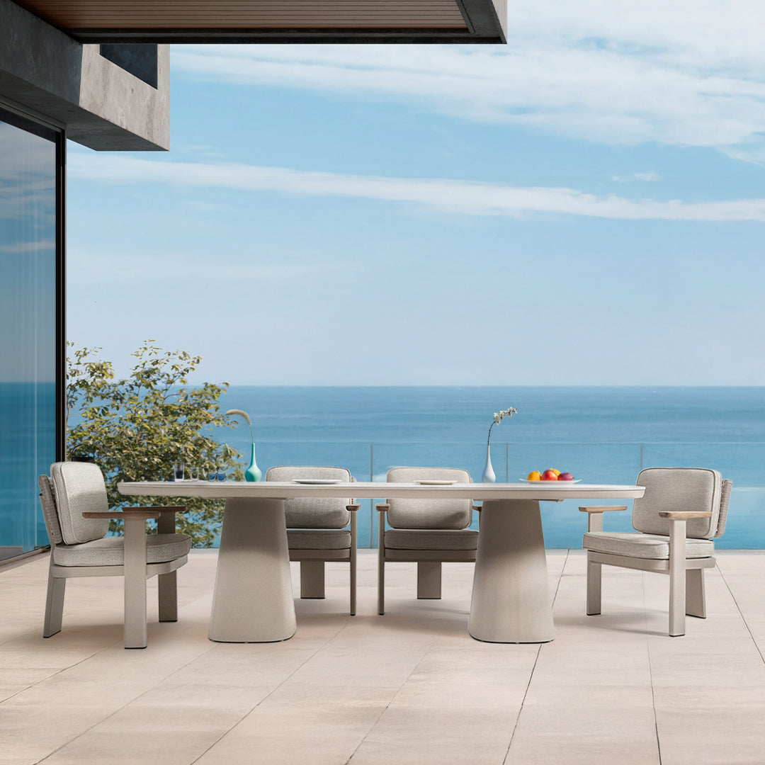 Block Outdoor Dining Table with Ceramic Top - AM9030N45CER + AL5540H37ALU