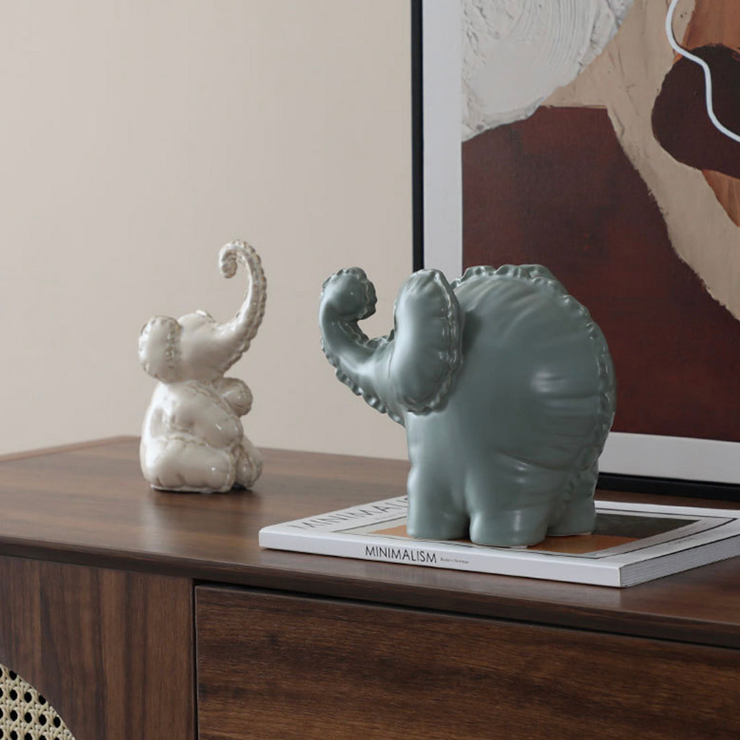 Funny Little Ceramic Elephant -B FD-D25075B -  Home Decor Figurines - ebarza Furniture UAE | Shop Modern Furniture in Abu Dhabi & Dubai - مفروشات ايبازرا في الامارات | تسوق اثاث عصري وديكورات مميزة في دبي وابوظبي