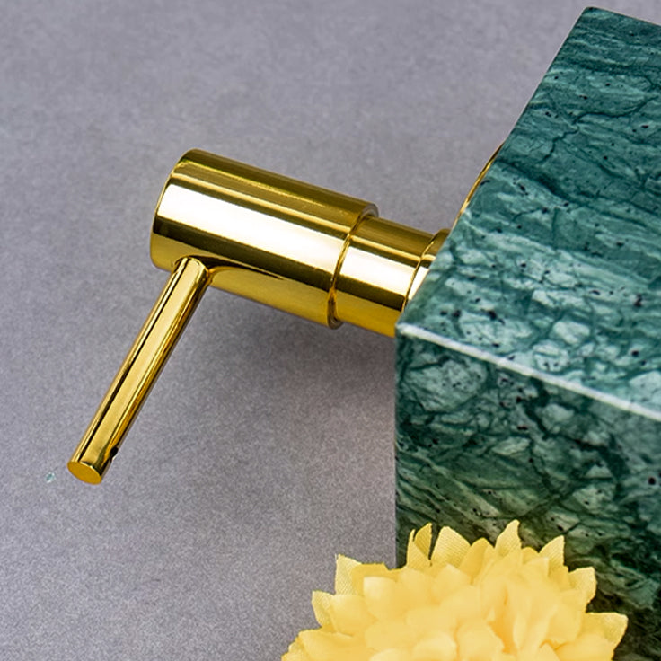 Indian Green Marble Square High Hand Sanitizer Bottle (Bright Gold Nozzle) SBK840-1 -  Bathroom Accessories - ebarza Furniture UAE | Shop Modern Furniture in Abu Dhabi & Dubai - مفروشات ايبازرا في الامارات | تسوق اثاث عصري وديكورات مميزة في دبي وابوظبي