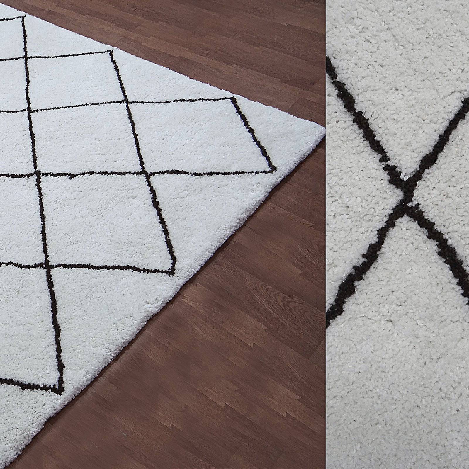 60X90 Cm Morocco Handmade Wool Rug Jh-2710-Ivory Charcoal-Xs -  Rugs - ebarza Furniture UAE | Shop Modern Furniture in Abu Dhabi & Dubai - مفروشات ايبازرا في الامارات | تسوق اثاث عصري وديكورات مميزة في دبي وابوظبي