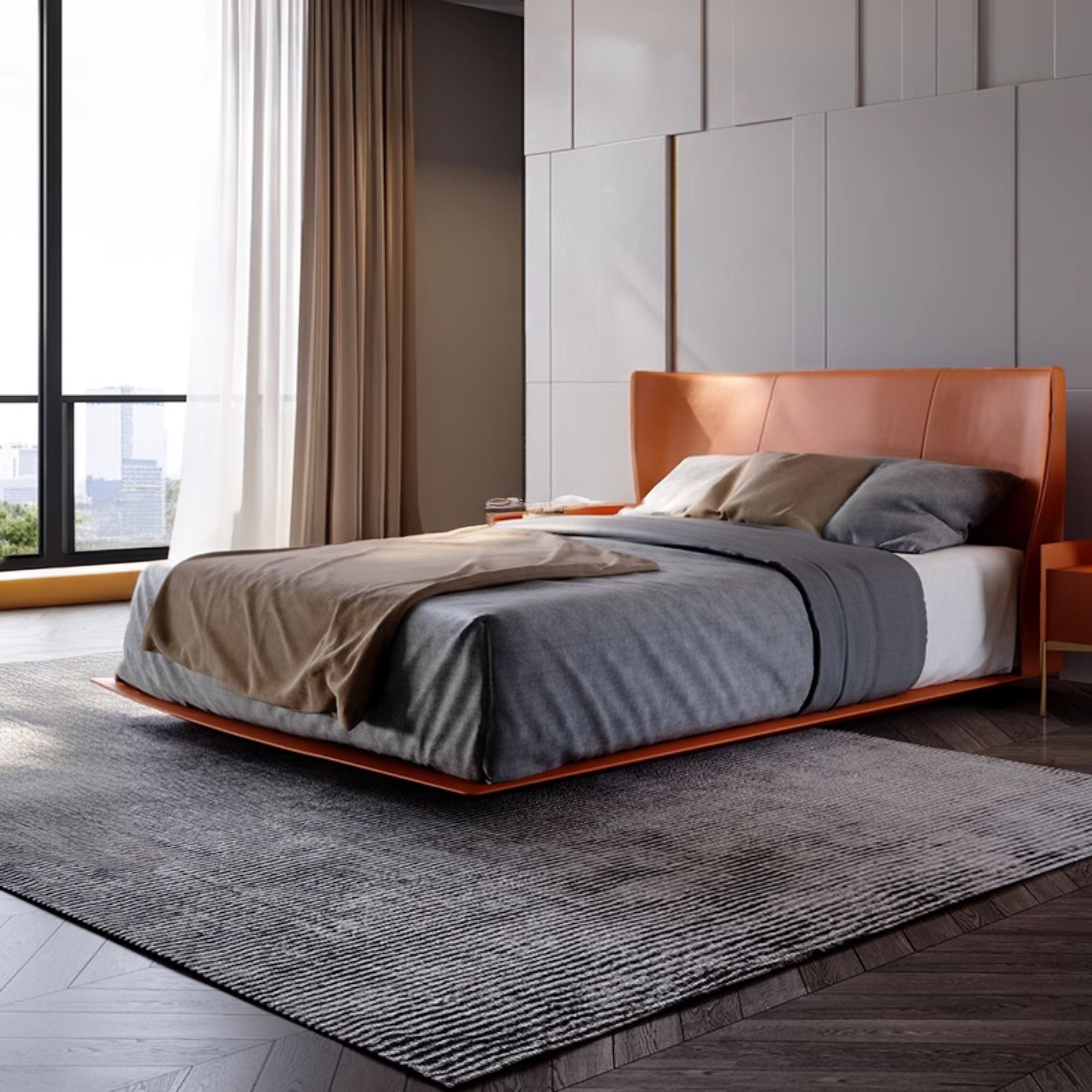 Pre-order 75 Days Delivery Verona Orange Single Size Bed MLL-F13  M7 orange -  Bedsteads | سرير فيرونا - ebarza Furniture UAE | Shop Modern Furniture in Abu Dhabi & Dubai - مفروشات ايبازرا في الامارات | تسوق اثاث عصري وديكورات مميزة في دبي وابوظبي