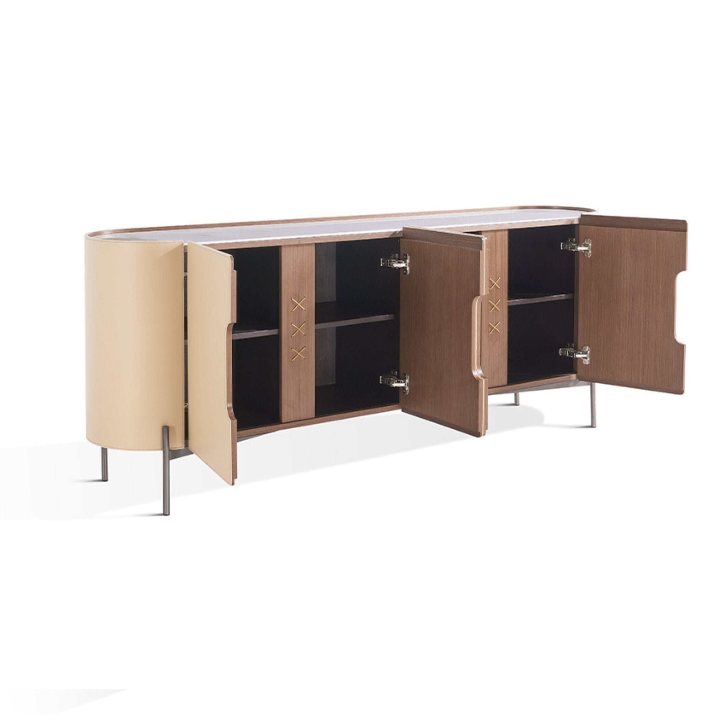 Pre Order 15 Days Delivery - Stitch Saddle Leather Sideboard / Cabinet MLL-T32 -  Cabinets | الطلب المسبق التسليم خلال 45 يومًا - خزانة جانبية / خزانة جلدية سرج غرزة - ebarza Furniture UAE | Shop Modern Furniture in Abu Dhabi & Dubai - مفروشات ايبازرا في الامارات | تسوق اثاث عصري وديكورات مميزة في دبي وابوظبي