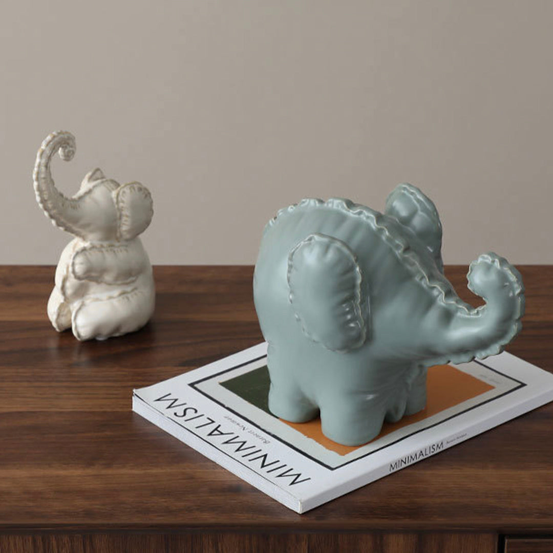 Funny Little Ceramic Elephant -A FD-D25075A -  Home Decor Figurines - ebarza Furniture UAE | Shop Modern Furniture in Abu Dhabi & Dubai - مفروشات ايبازرا في الامارات | تسوق اثاث عصري وديكورات مميزة في دبي وابوظبي