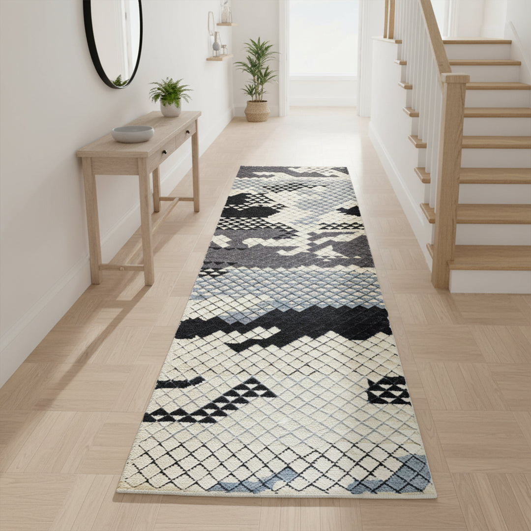 90X300 Cm Handmade Wool Rug Jh-20731-Long -  Rugs - ebarza Furniture UAE | Shop Modern Furniture in Abu Dhabi & Dubai - مفروشات ايبازرا في الامارات | تسوق اثاث عصري وديكورات مميزة في دبي وابوظبي