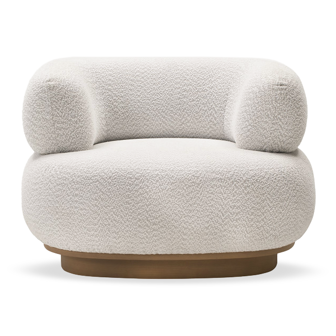 Modern RoundBack Chair With Ottoman - Ivory 17088Ra/ 17088E -  Lounge Chairs - ebarza Furniture UAE | Shop Modern Furniture in Abu Dhabi & Dubai - مفروشات ايبازرا في الامارات | تسوق اثاث عصري وديكورات مميزة في دبي وابوظبي