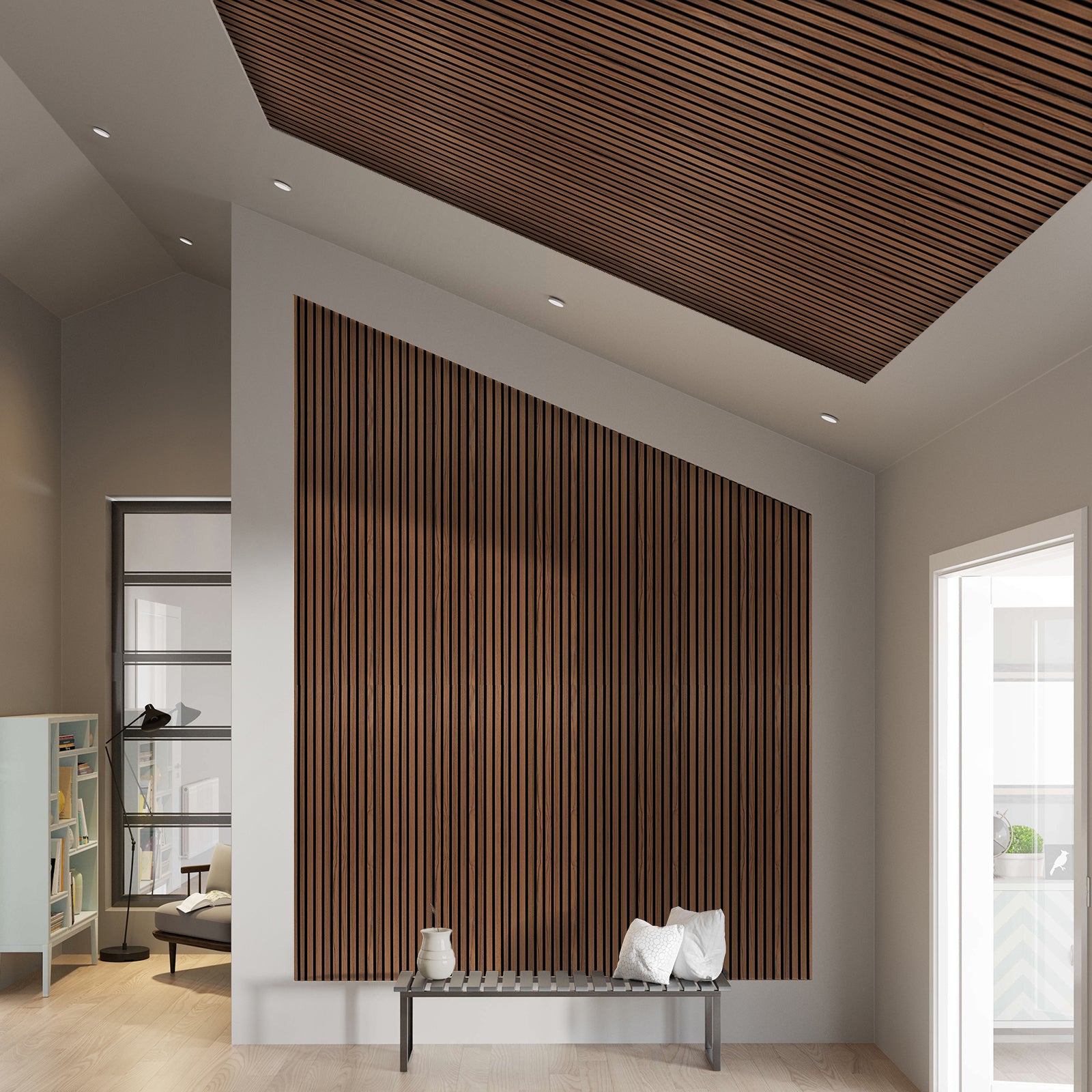 Slat Acoustic Panel 35-15mm Fire Retardant 300x60x2.1cm SMOKED-OAKED -  Wall Panels - ebarza Furniture UAE | Shop Modern Furniture in Abu Dhabi & Dubai - مفروشات ايبازرا في الامارات | تسوق اثاث عصري وديكورات مميزة في دبي وابوظبي